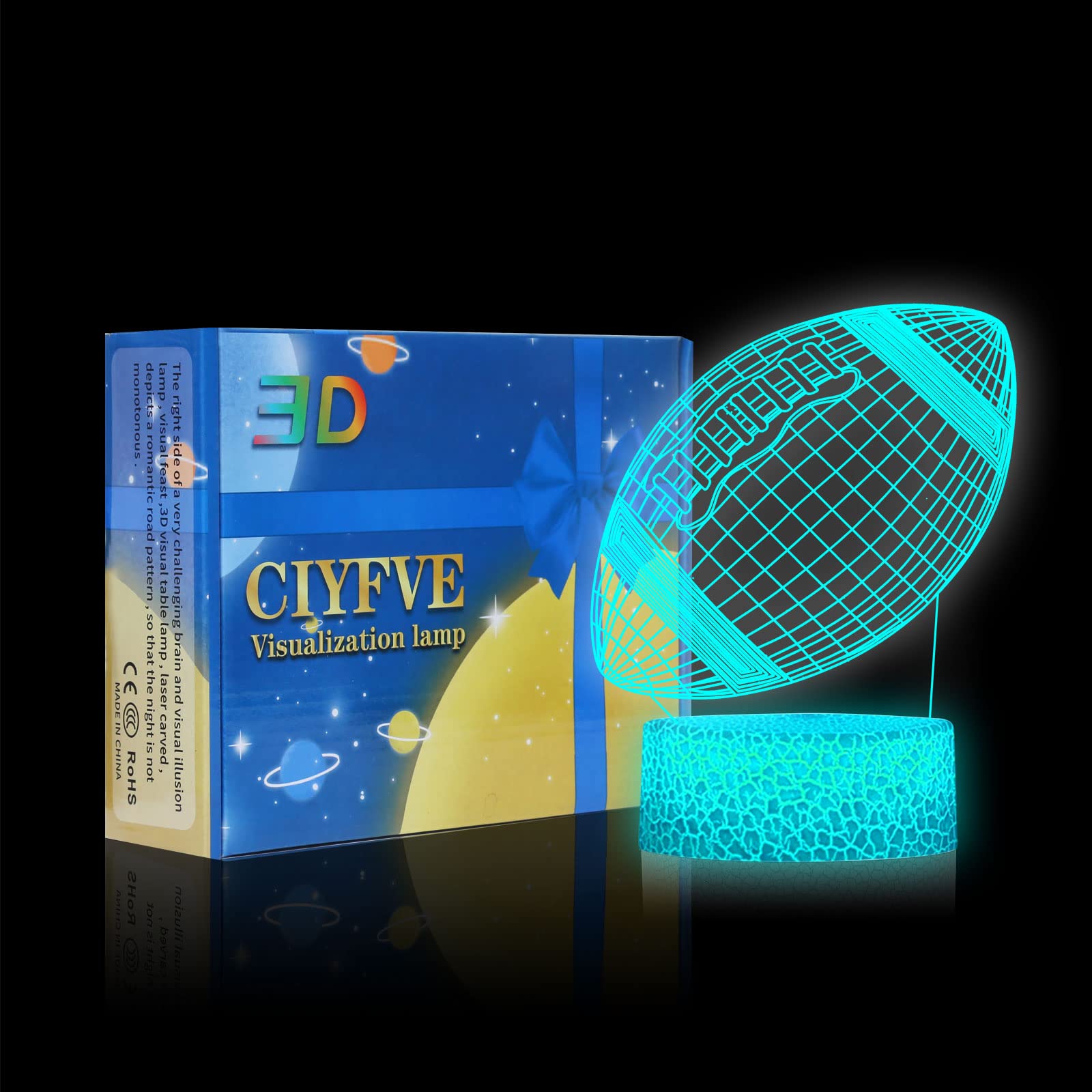 Shanjianke Football 3D Night Light Touch Control - 7 Colors Auto Gradient Night Light,Kids Night Light Suitable For Home Outdoor