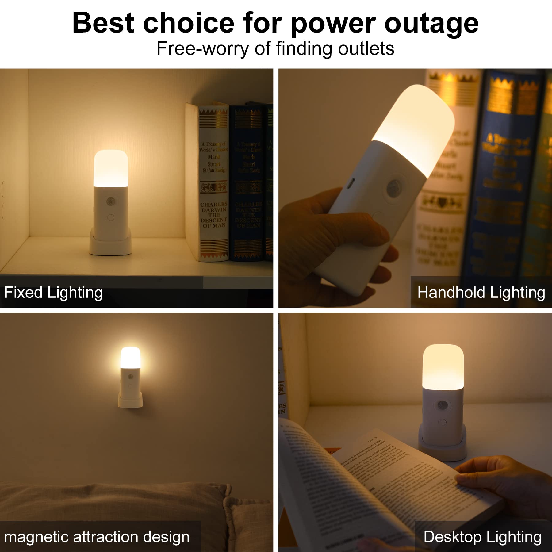 Oper Light CREWEEL Rechargeable Motion Sensor Night Light, Dimmable, Battery Oper ...