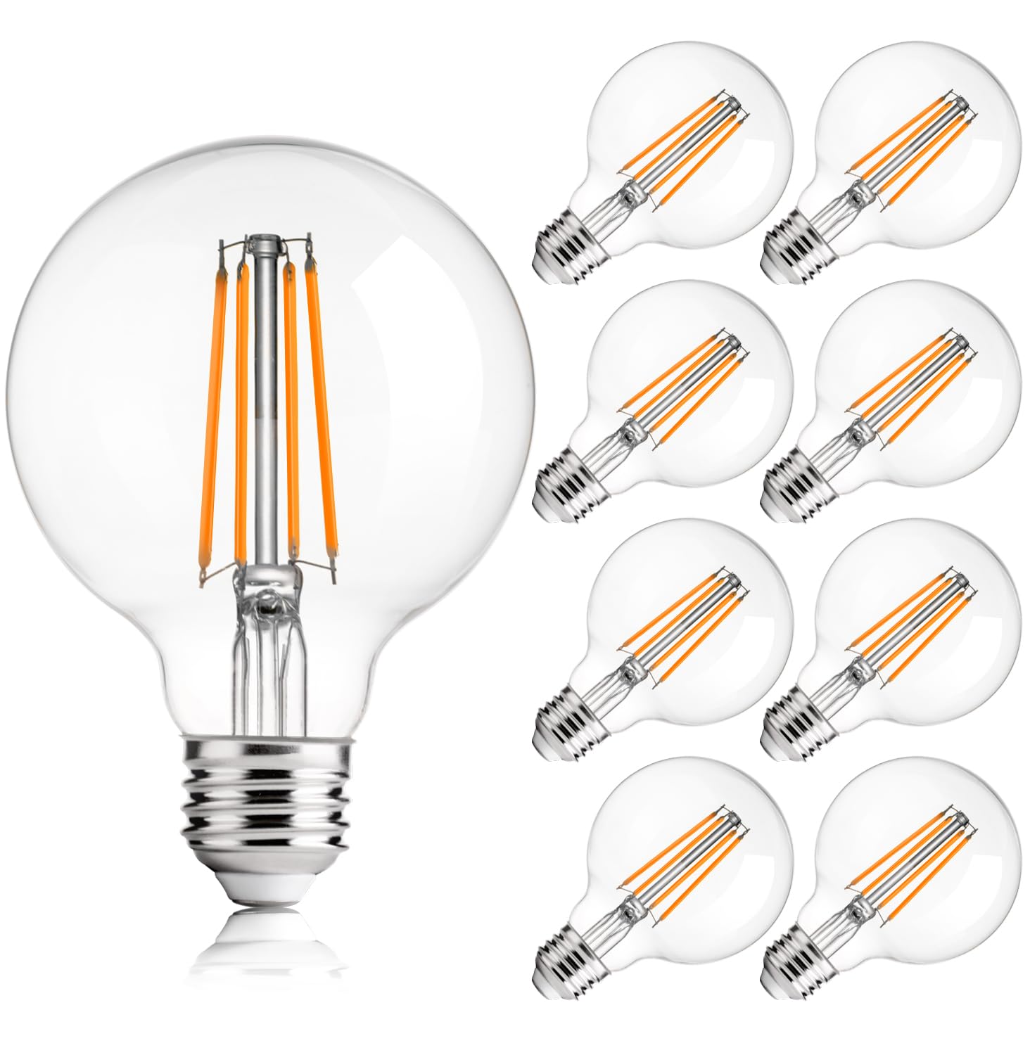 Flsnt G25 Led Globe Edison Bulbs For Bathroom Vanity & Mirror Lighting  2700K Soft White  Cri90+ Dimmable  40W Equivalent  400Lm  E26 Base  Clear Glass Decorative Bulbs  Ul Listed  8 Pack