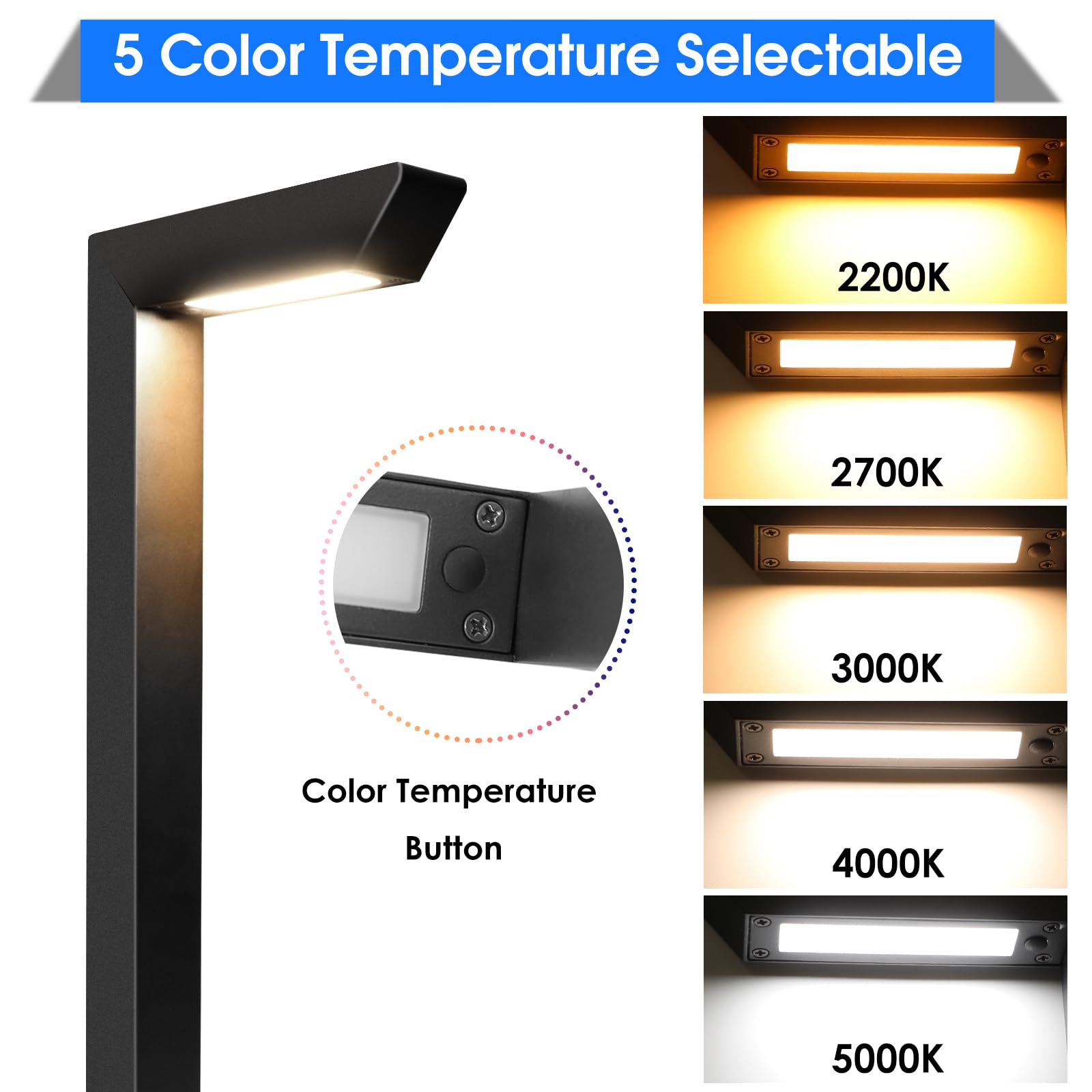 Energetic 5Cct Low Voltage Landscape Lights  5W 200Lm Ip65 Waterproof Led Pathway Lights  50000 Hrs  Outdoor Landscape Lighting  Square Modern Side Lit  Die-Cast Aluminum Housing  Etl  Black  6 Pack