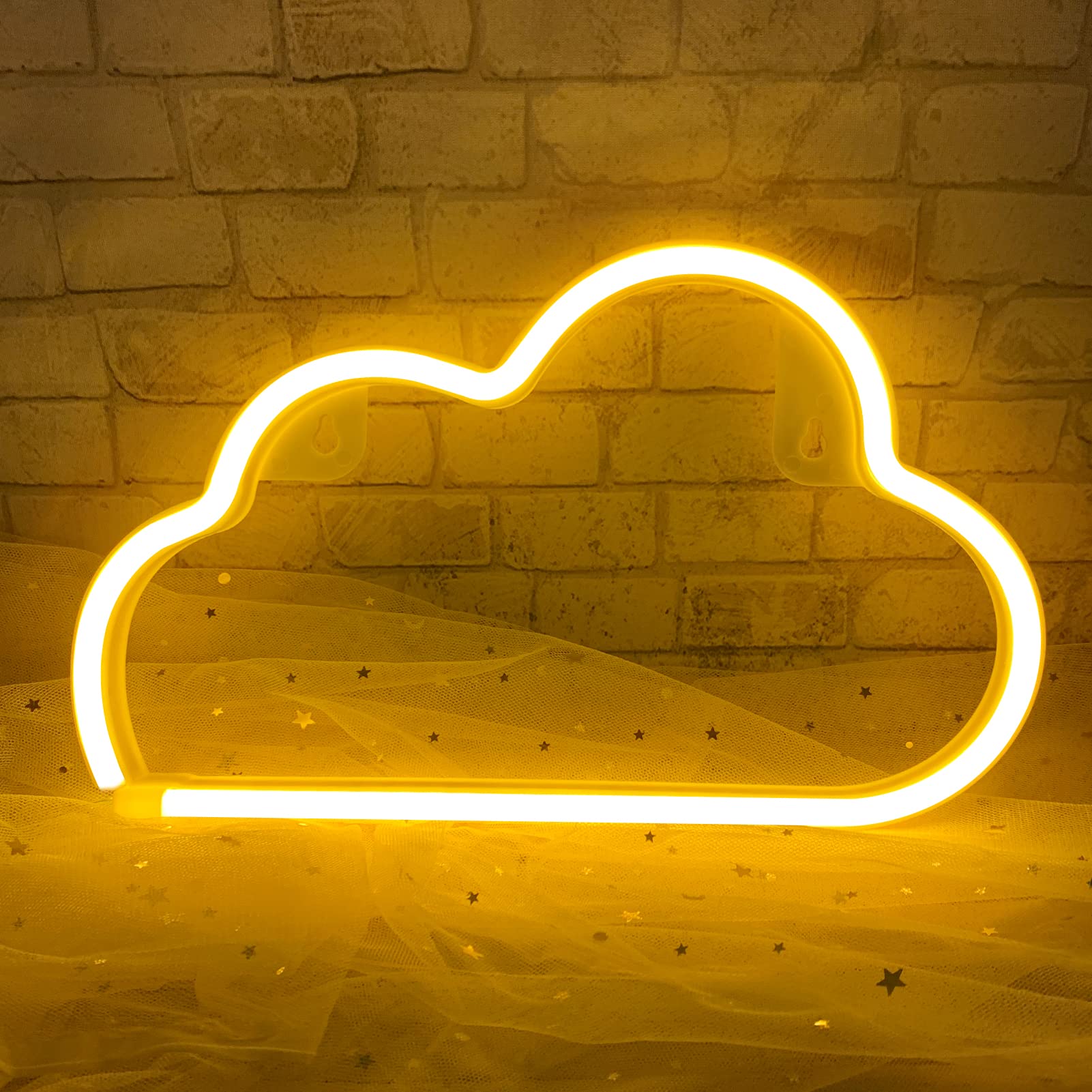 Bernicekelly Led Cloud Neon Light, Yellow, Battery/Usb Powered, Wall Decor For Bedroom, Model Yyi-50