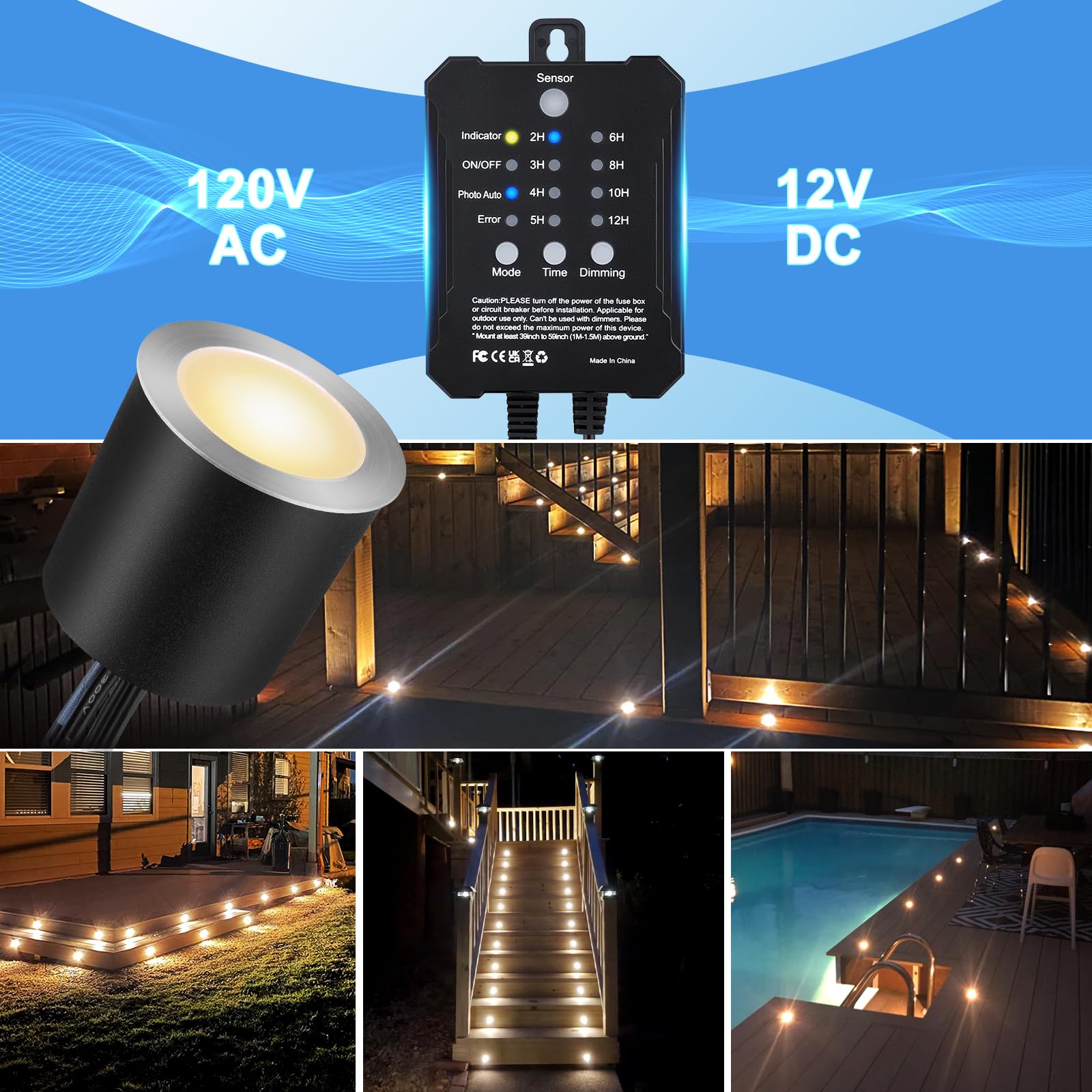 Smy Lighting Dimmable Led Deck Lights With Timer And Photocell Sensor And Protecting Shell F32Mm,20Pack Outdoor Led Smart Deck L