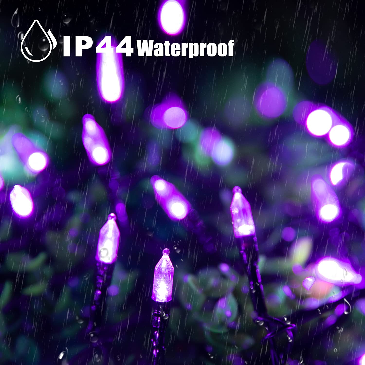 Minetom Halloween String Lights, 300 LEDs, 98 Feet, 8 Modes, Purple, Model JT-EL/FC300V0200-C
