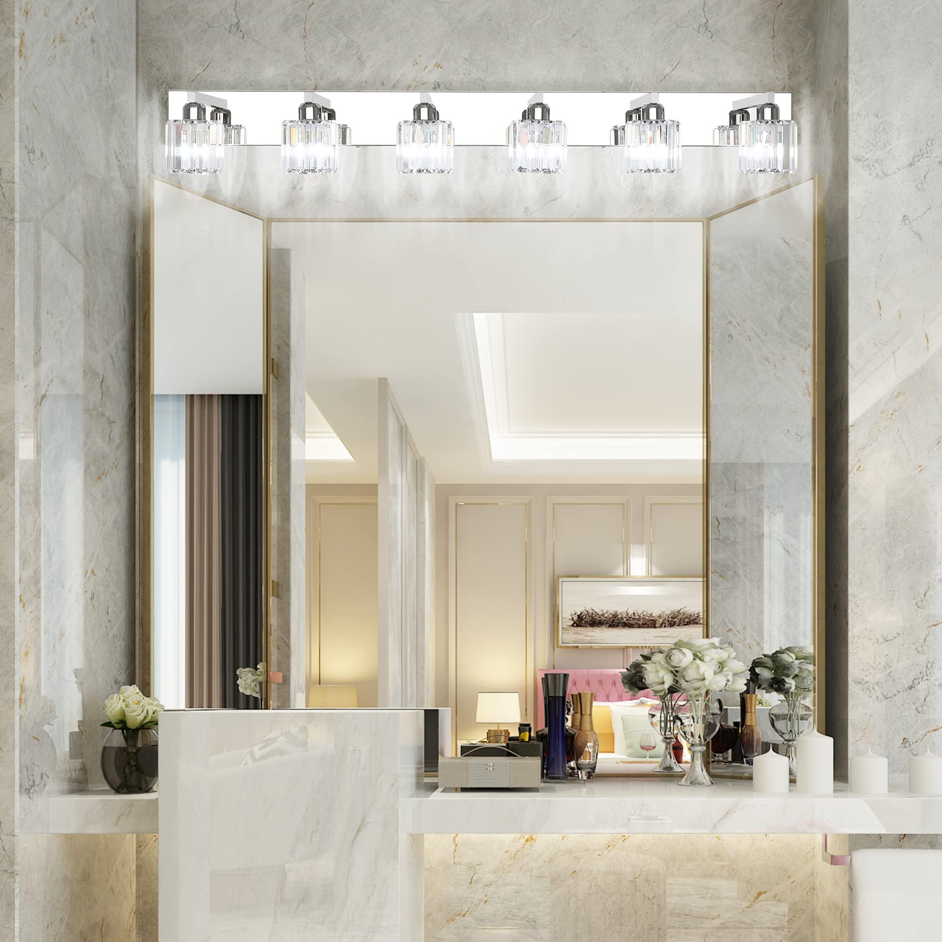 Aipsun Bathroom Vanity Light 6 Lights Chrome Aluminum 49 inch Model 8460