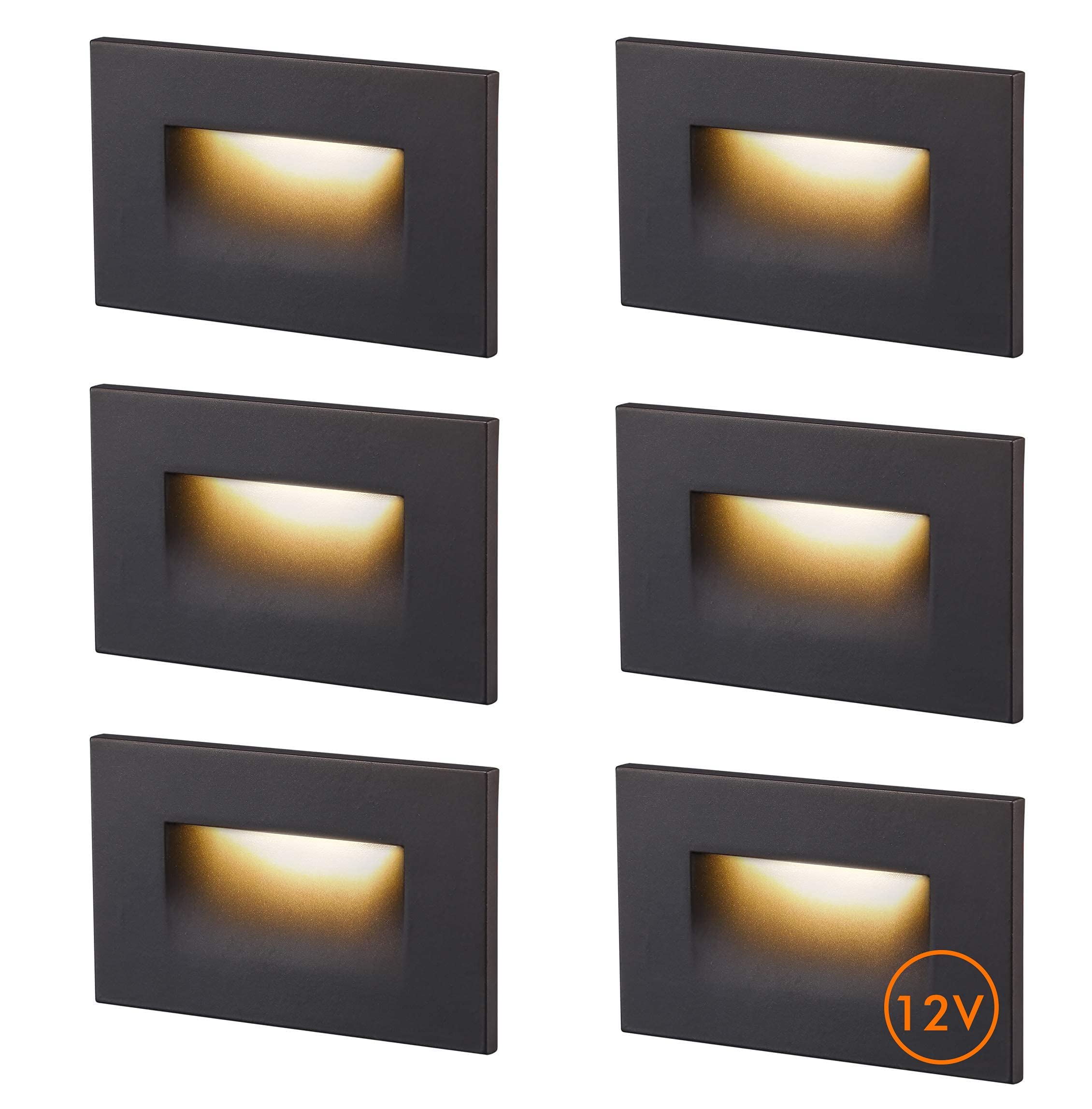 CLOUDY BAY 12V Low Voltage LED Step Light, 3 Color 3000K/4000K/5000K, 6 Pack, Oil Rubbed Bronze, Indoor/Outdoor