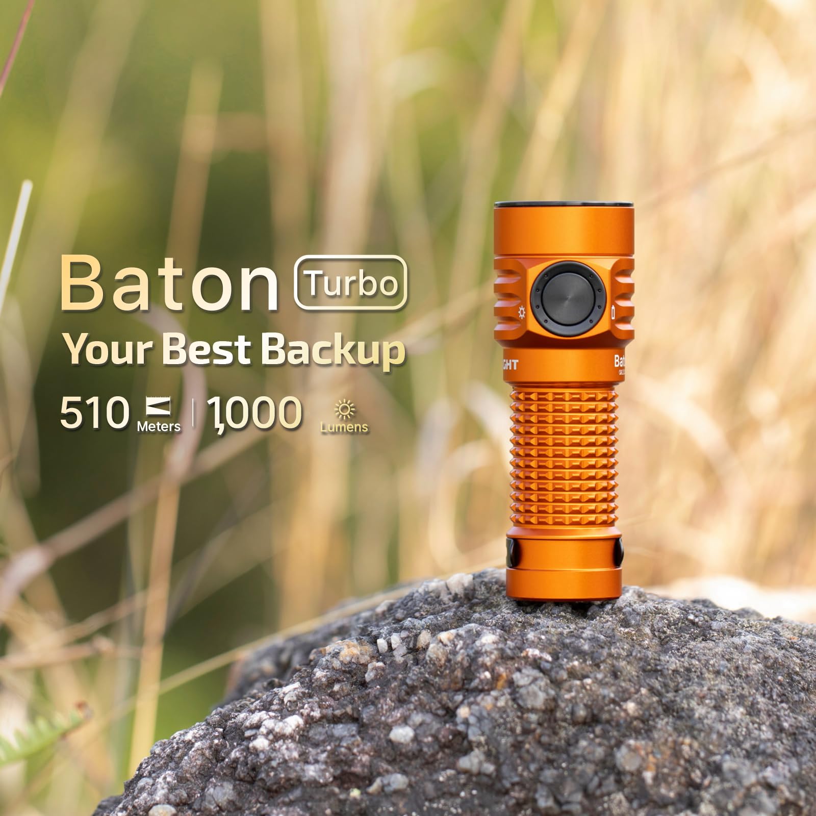 Olight Batonturbo Edc Rechargeable Flashlight 1000 Lumens, Compact Dual-Switches Led Bright Pocket With 510 Meters Long Throw Fo