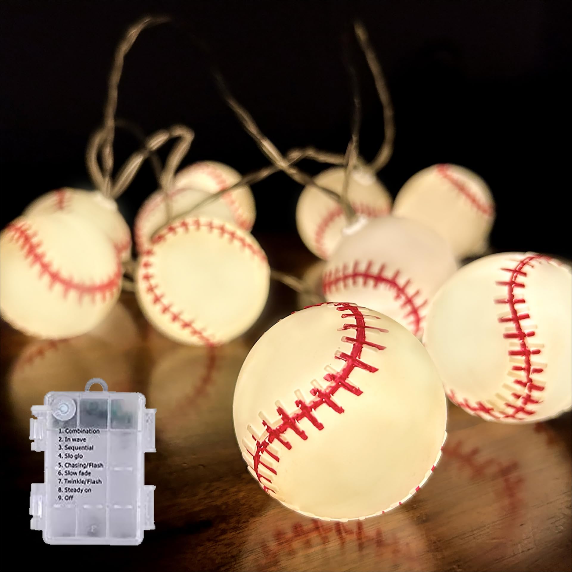 YEAMAR Baseball String Lights 20 LED 14FT Baseball Decor Battery Powered Indoor/Outdoor for Boys Room Bedroom Decor,Ball Sport Theme Party Decorative,Birthday Decorations,Football Lovers Gift
