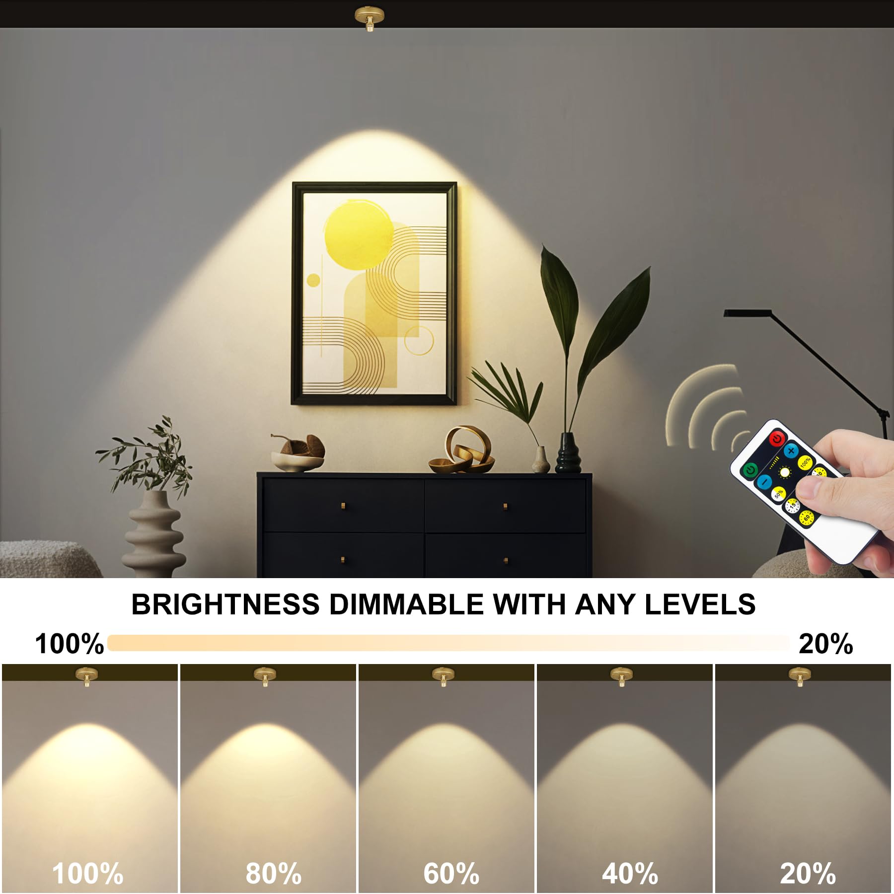 Blisaleiip Battery Led Spotlight With Remote,Wireless Picture Light Painting Light Indoor Uplight Downlight,Led Art Display Accent Light For Wall, Puck Lights For Plants Dartboard Painting Pictures