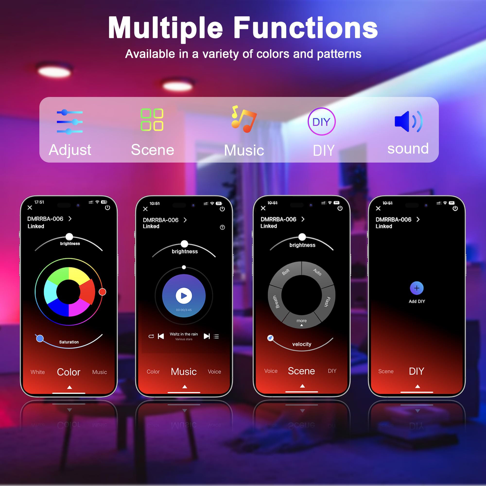 Fussion Led Neon Rope Lights 16.4Ft,Rgb Led Strip Lights With App/Remote Control Music Sync Gaming Lights Outdoor Ip67 Waterproo