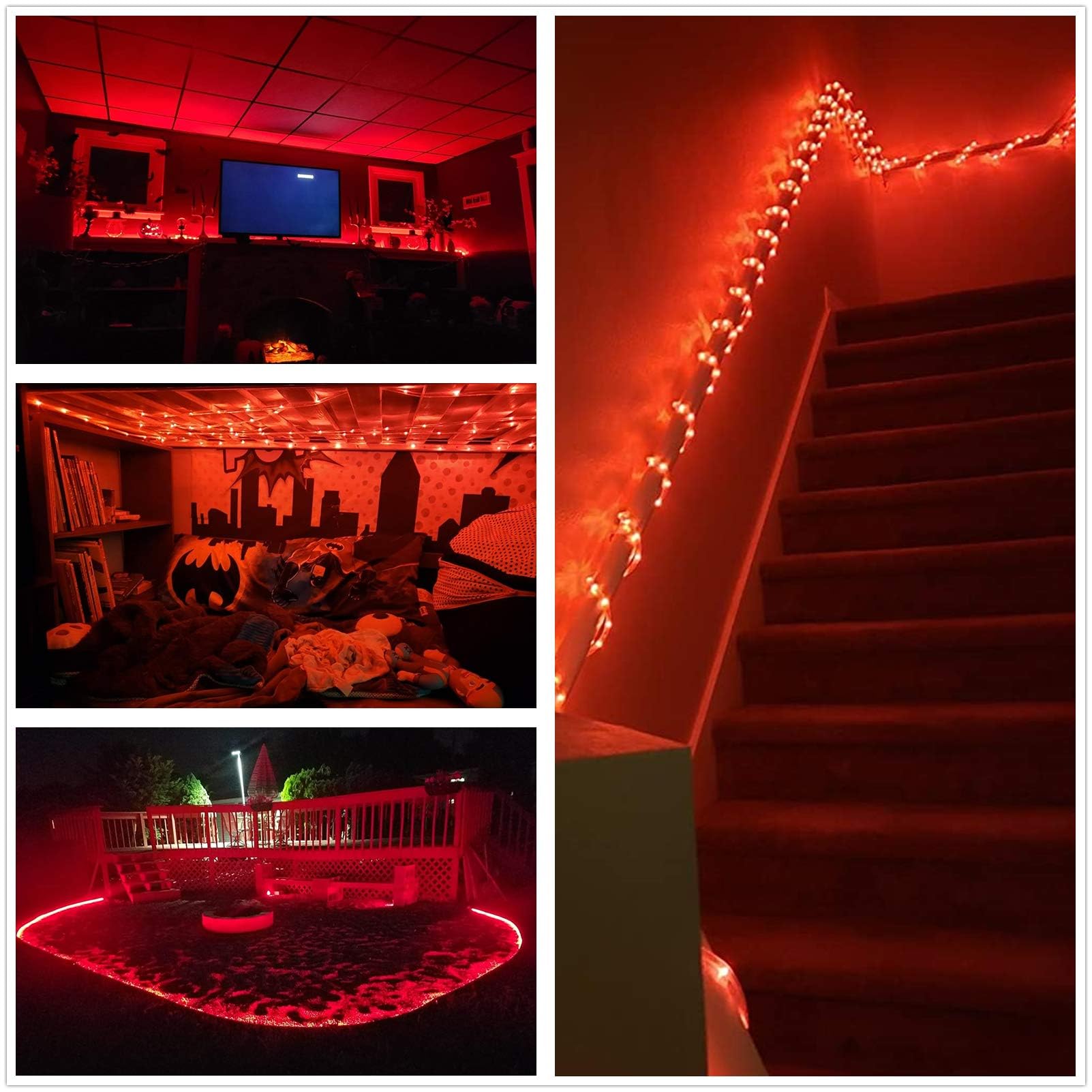 Buyagn Red Led Rope Light  20Ft Led Strip Lights Outdoor Waterproof Decorative Lighting For Indoor/Outdoor Decorations  Deck  Patio  Party And Bedroom Decorations
