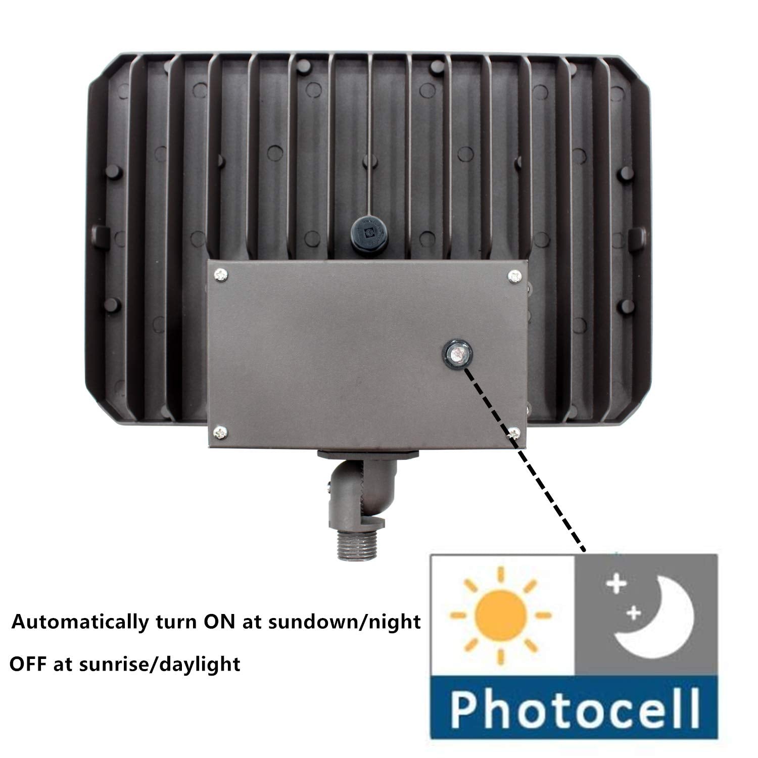 Whled Dusk To Dawn 150W Led Flood Light With 1/2'' Knuckle Mount (Plate Included), 5000K 21000Lm 100-277V, Etl Security Lighting For Sign/Flagpole/Tree/Yards/Advertising Boards, Brown, Wh-Fl150W
