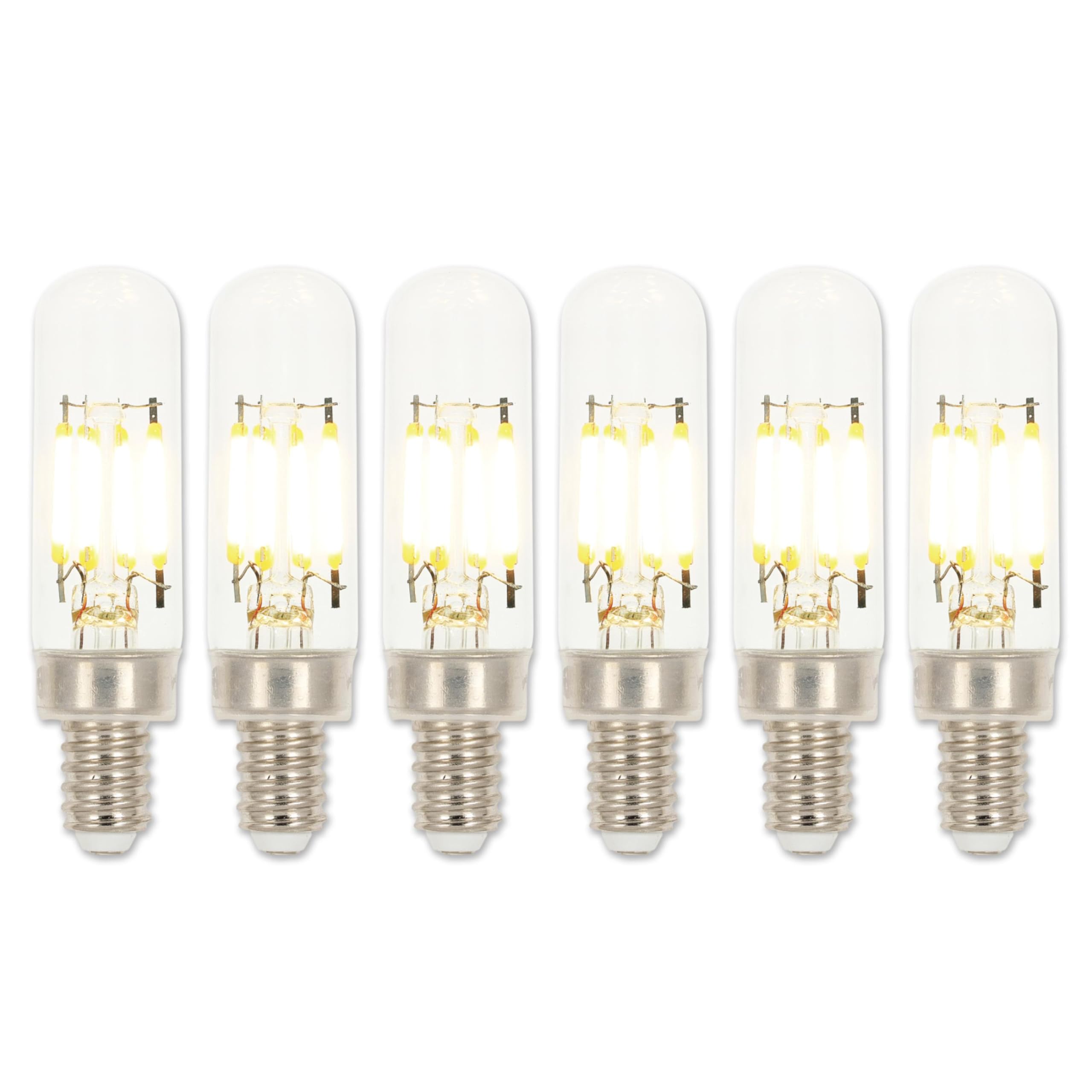 Westinghouse 5158120 2.5 Watt (25 Watt Equivalent) T6 Dimmable Clear Filament Led Light Bulb, Candelabra Base, 6 Pack