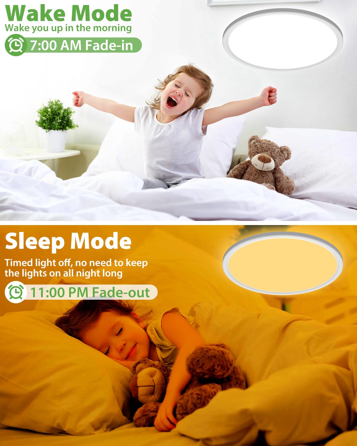 Zemty Smart Rgb Ceiling Light Dimmable, 24W 3000K-6500K Flash Mount Light Fixture Color Changing With Remote And App, Ceiling La
