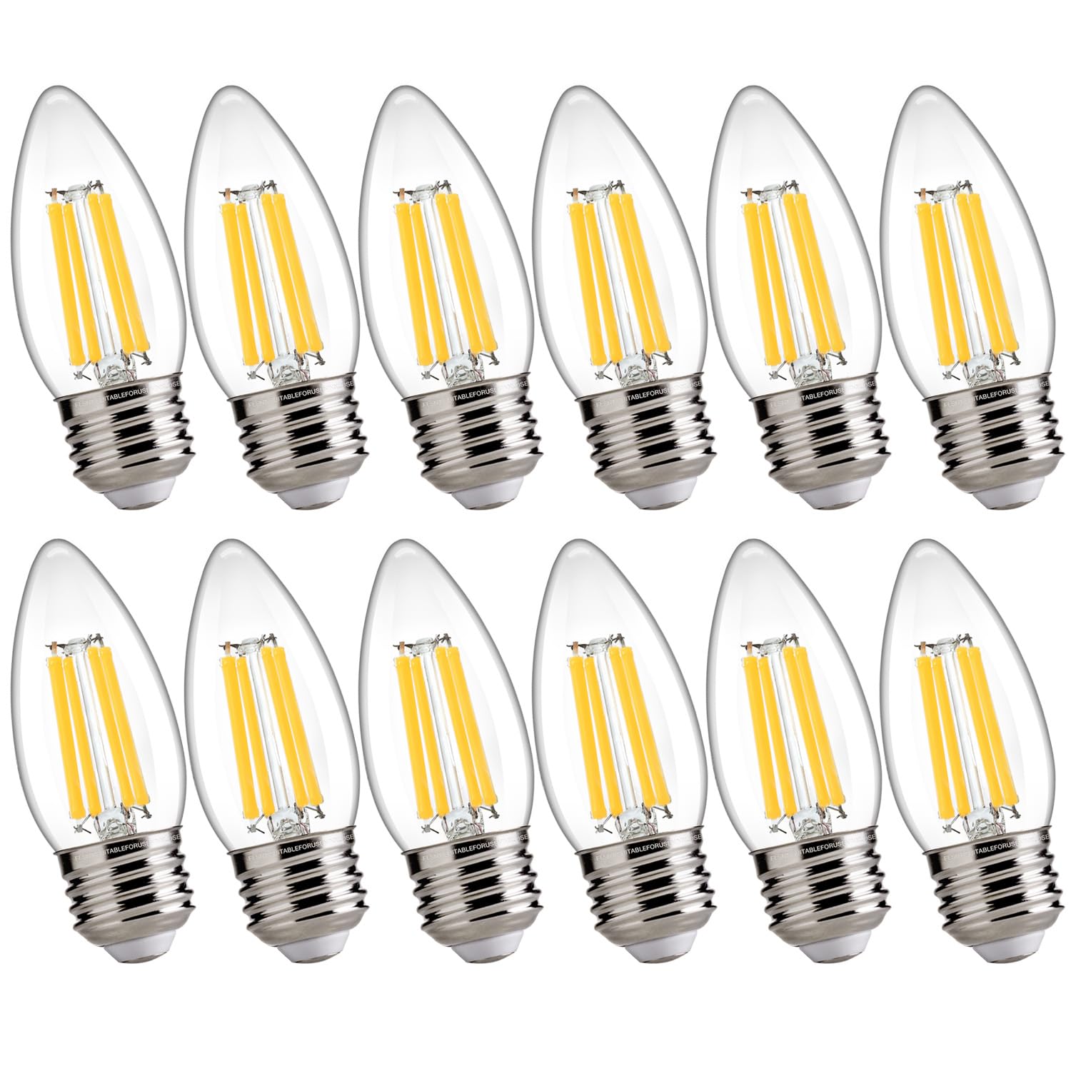 FLSNT 100W Equivalent LED Chandelier Light Bulbs E26 Base, 5000K Daylight Dimmable LED Candelabra Bulbs, 800LM, 12Pack
