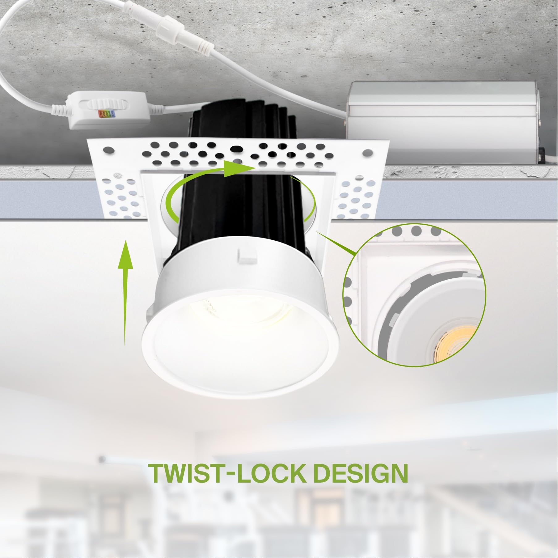 ASD LED Recessed Lighting Downlight 15W Square 2in IC Rated 5 CCT 2700K-5000K Energy Star White 18 Pack Model A-CD-TS