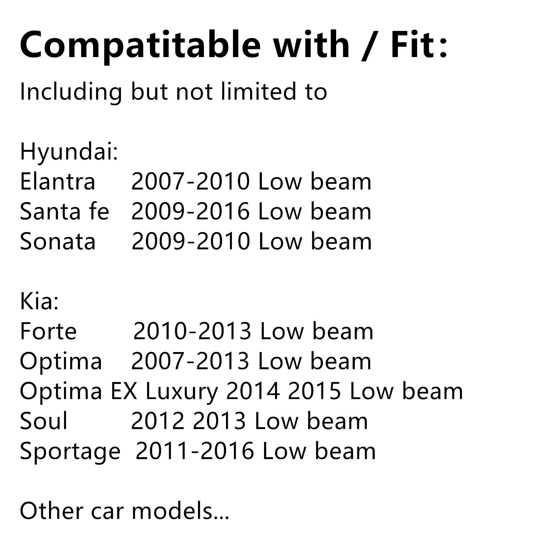 H11B Halogen Headlight Bulb Fit Elantra  Santa Fe  Sonata. Kiia Forte  Optima  Optima Ex stylish  Soul  Sportage 12V 55W White 5000K Long Life 2 Pack