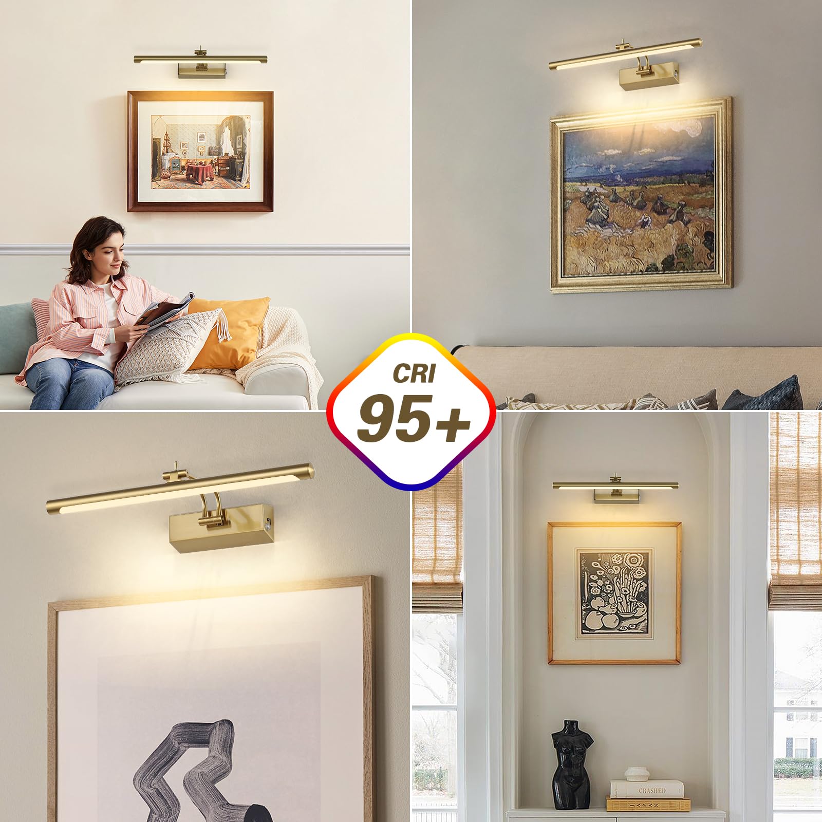 Joosenhouse Battery Operated Picture Light 5000Mah Rechargeable Wall Light 15.7'' Wireless Picture Lights For Wall With Remote C
