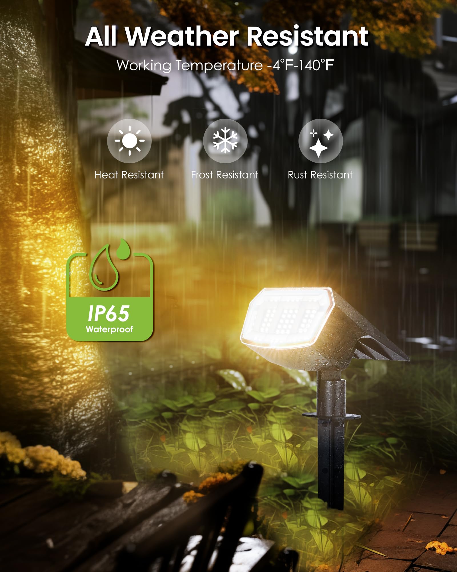 Auderwin Solar Spot Lights Outdoor Waterproof Ip65 Landscape Spotlights 63 Leds 3 Lighting Modes Solar Spot Lights For Outside,