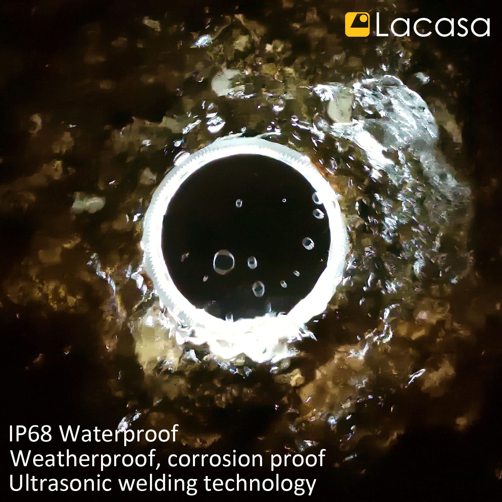 Lacasa Solar Deck Lights - 4 Pack, IP68 Waterproof, 30LM LED Step Lights, Round, Natural White 4000K, Auto ON/OFF