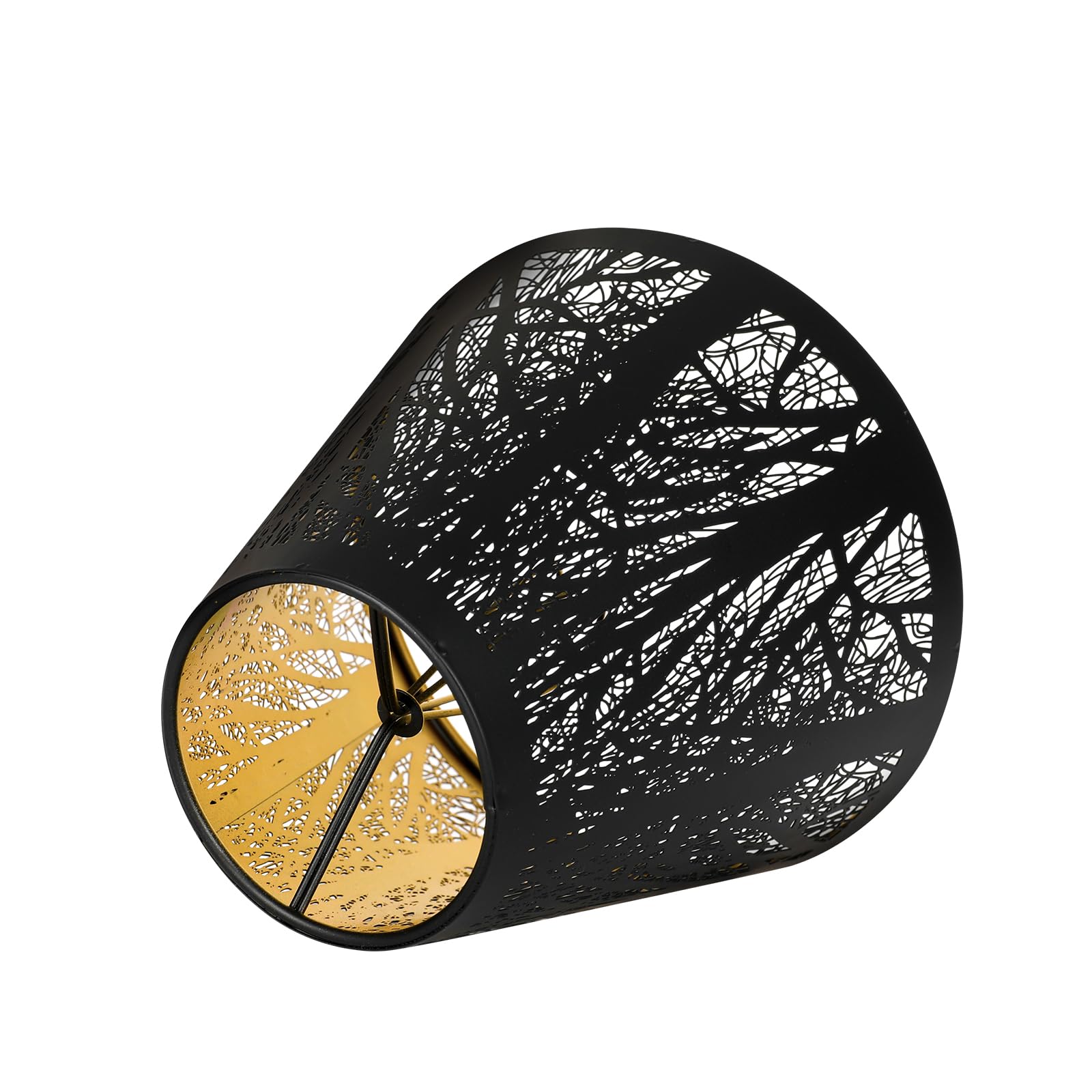 ALUCSET Small Lamp Shades Set of 2, Bell Clip-on, 3in x 6in x 5in, Wood, Black Gold Grove