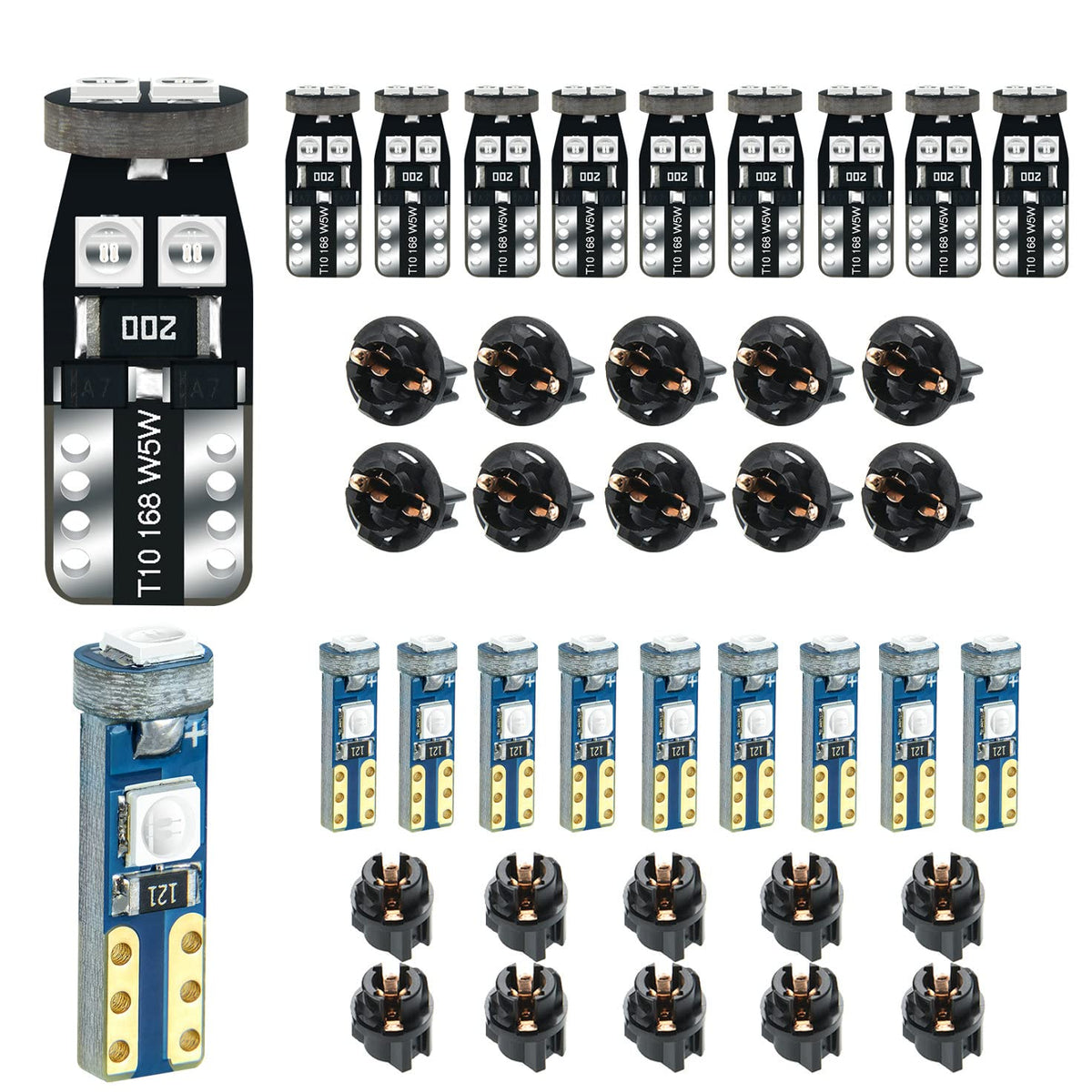 Blue T5 Pc74 Pc37 Pc118 T10 Pc168 Pc175 Pc194 Pc194B Pc195 Pc160 Pc161 Instrument Cluster Light Led Bulb Replacement 37 74 73 27