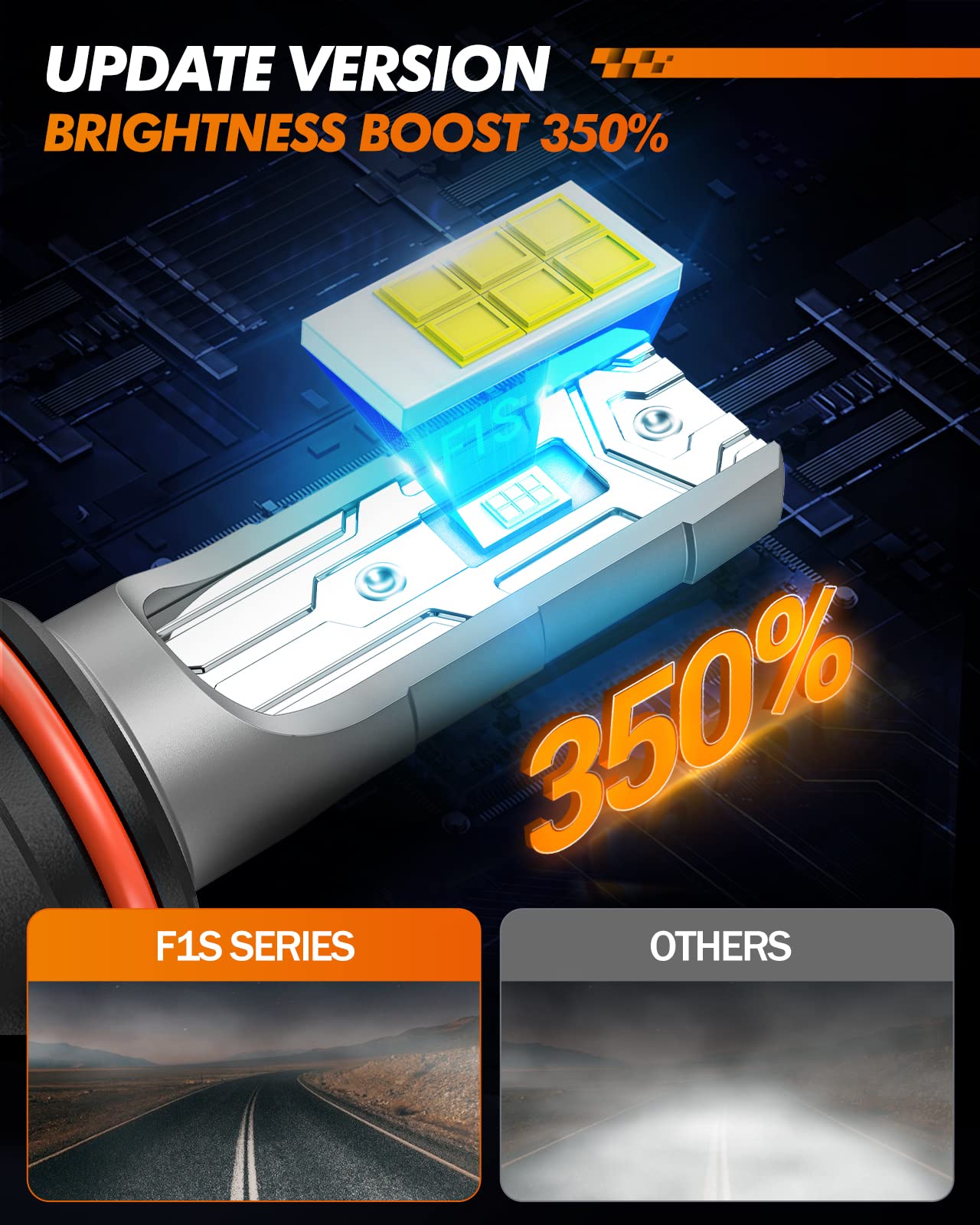 SEALIGHT 9006 LED Fog Light Bulbs, 12000LM, 24W, 6500K Cool White, IP68 Waterproof, Pack of 2