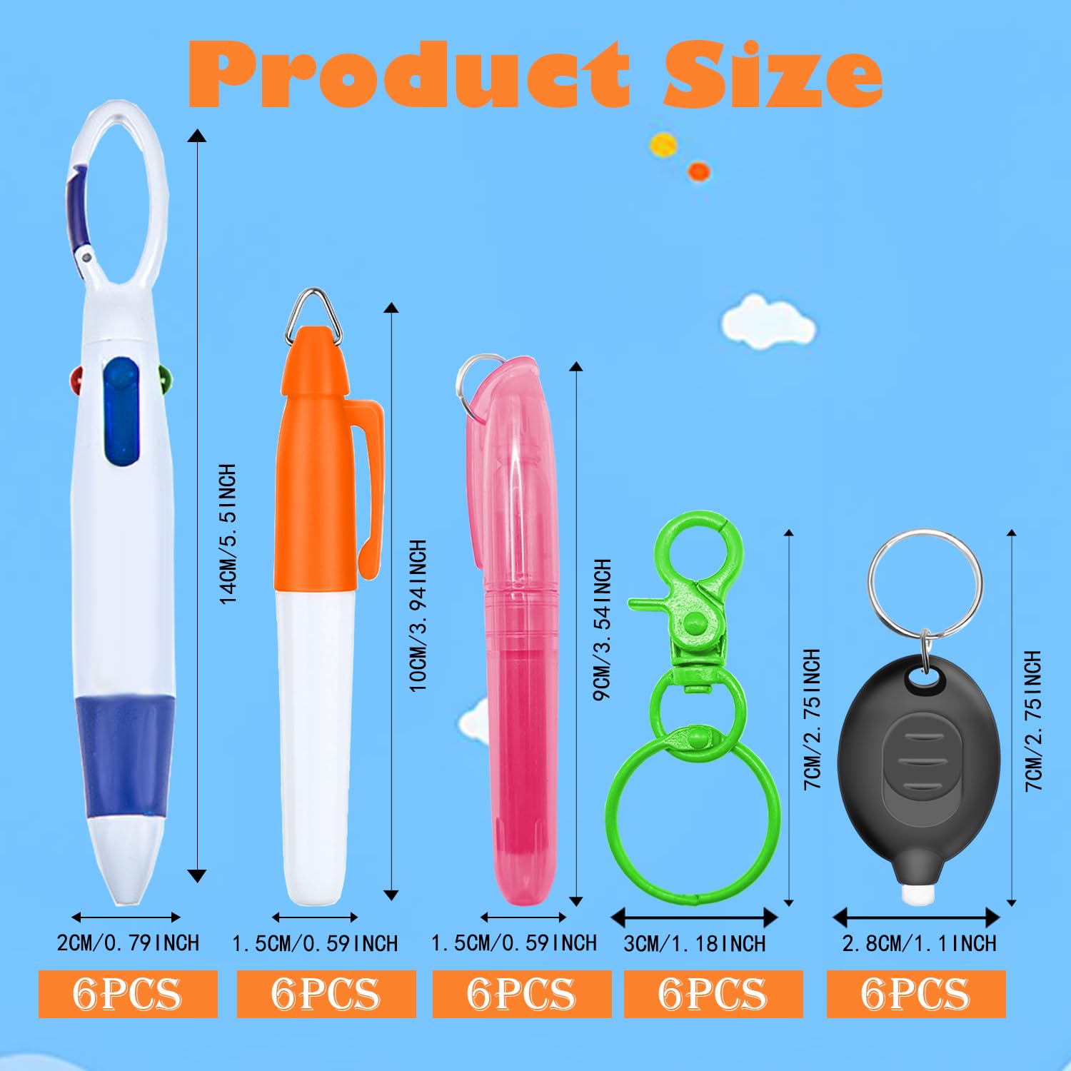 Daemson Nurse Pen Set, Badge Reel Pen Include 6Pcs Highlighter And 6Pcs Permanent Marker Pen And 6Pcs Led Keychain Flashlight An
