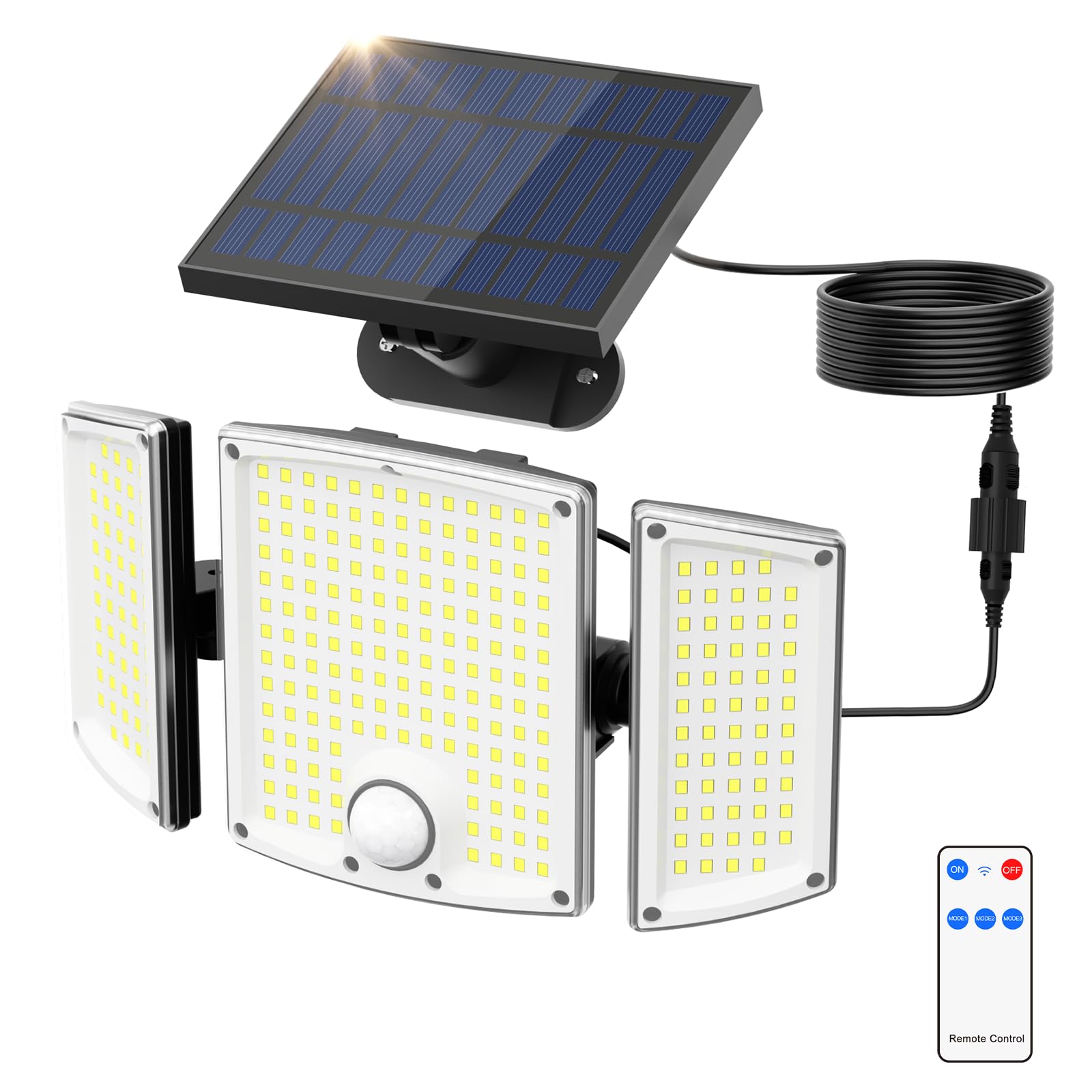 Onforu Solar Flood Lights, 3500LM, 278 LEDs, Motion Sensor, IP65 Waterproof, Remote Control, Black, Model BDTYF06-3, 1 Pack