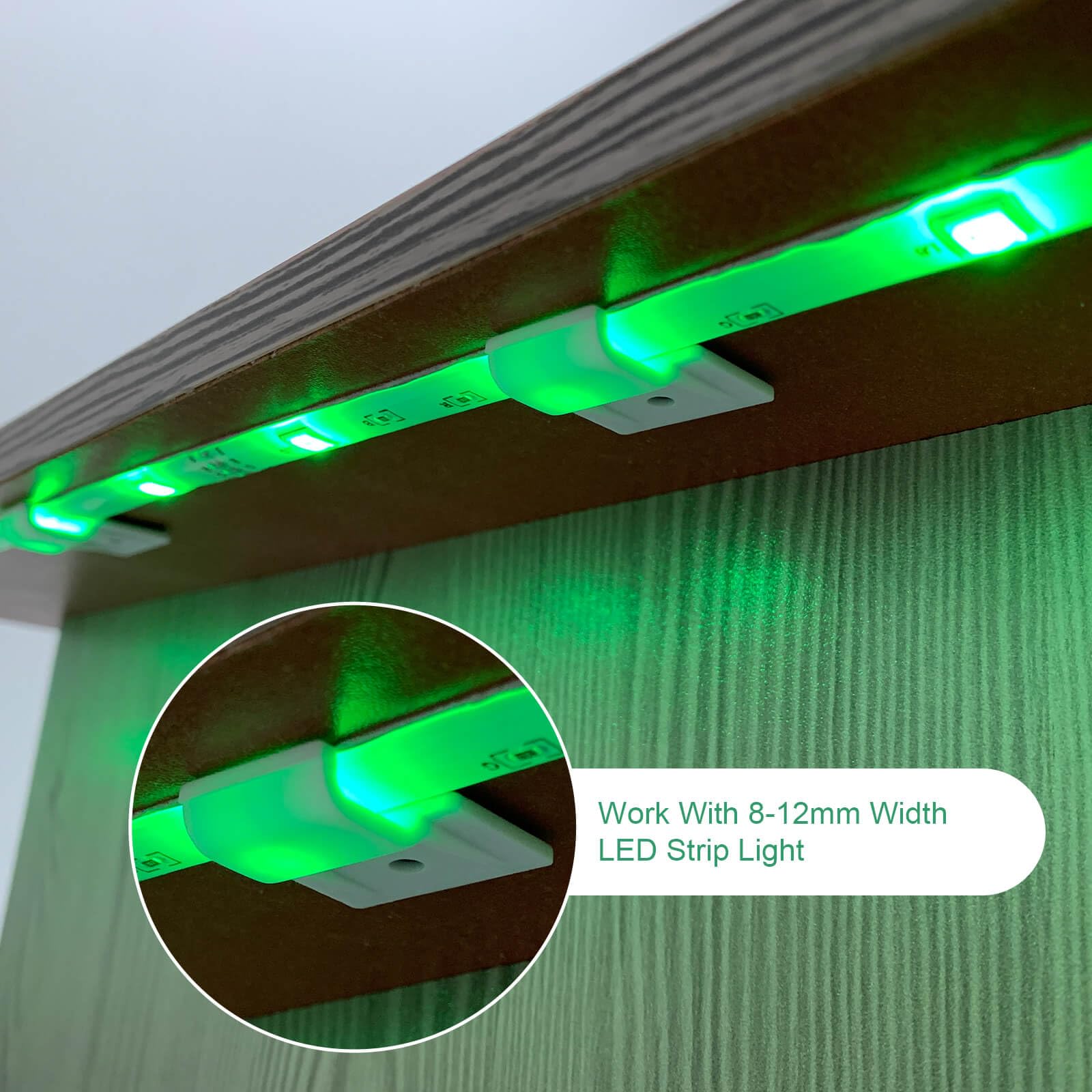 Rxment Led Strip Light Mounting Clips, Self-Adhesive + Screws, 100 Pack For 8-10Mm Strips