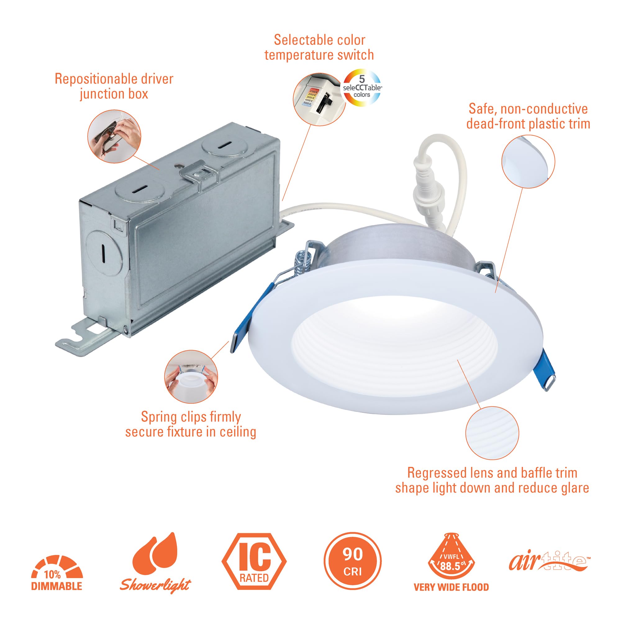 Halo Lt 4-Inch Canless Indoor/Outdoor Led Downlight With Selectable Color Temperature - Ltc406Fs5B