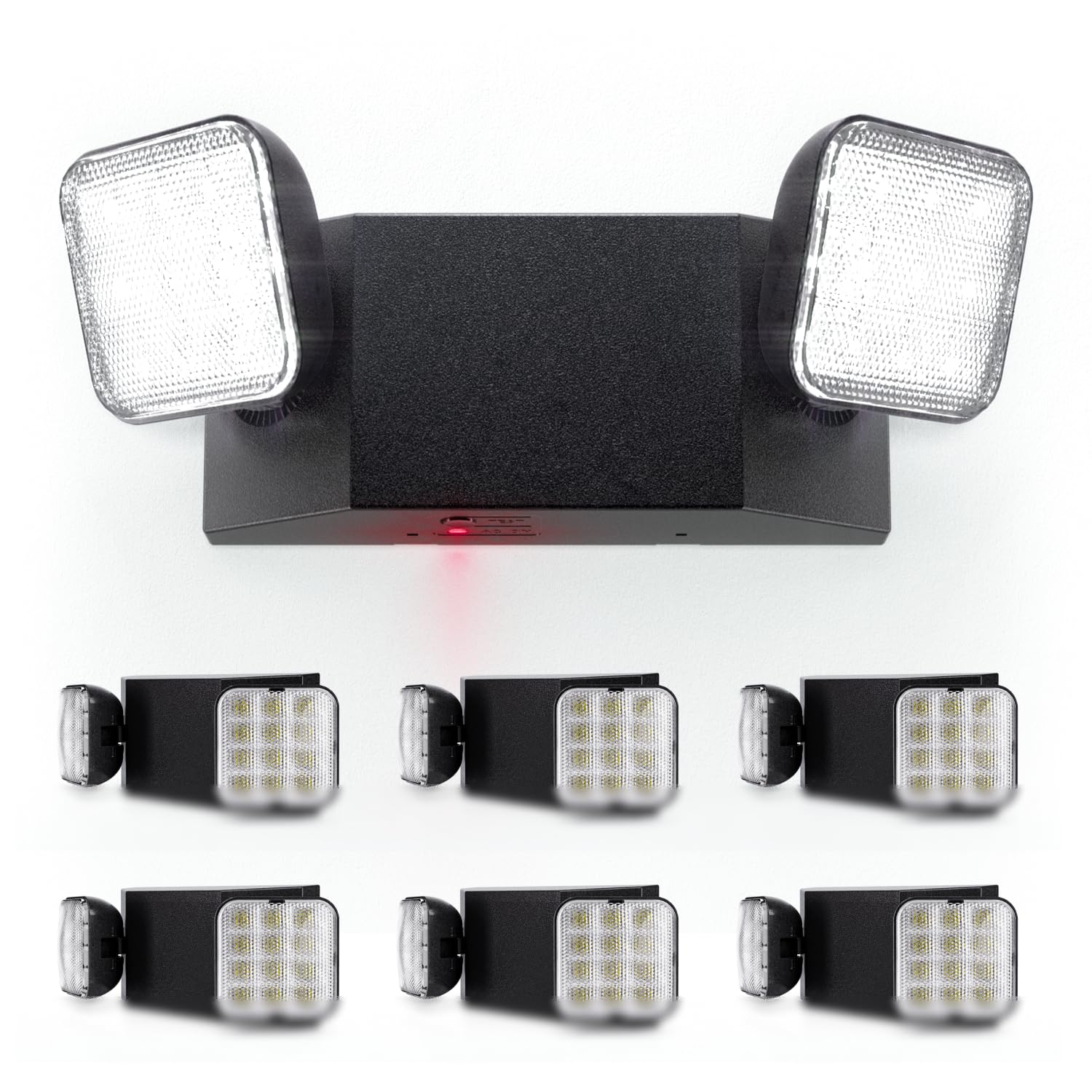 Sunco Emergency Light LED Exit Sign Battery Backup Fire Resistant 6 Pack Black Model EM_2HFL-BK-6PK-FBM