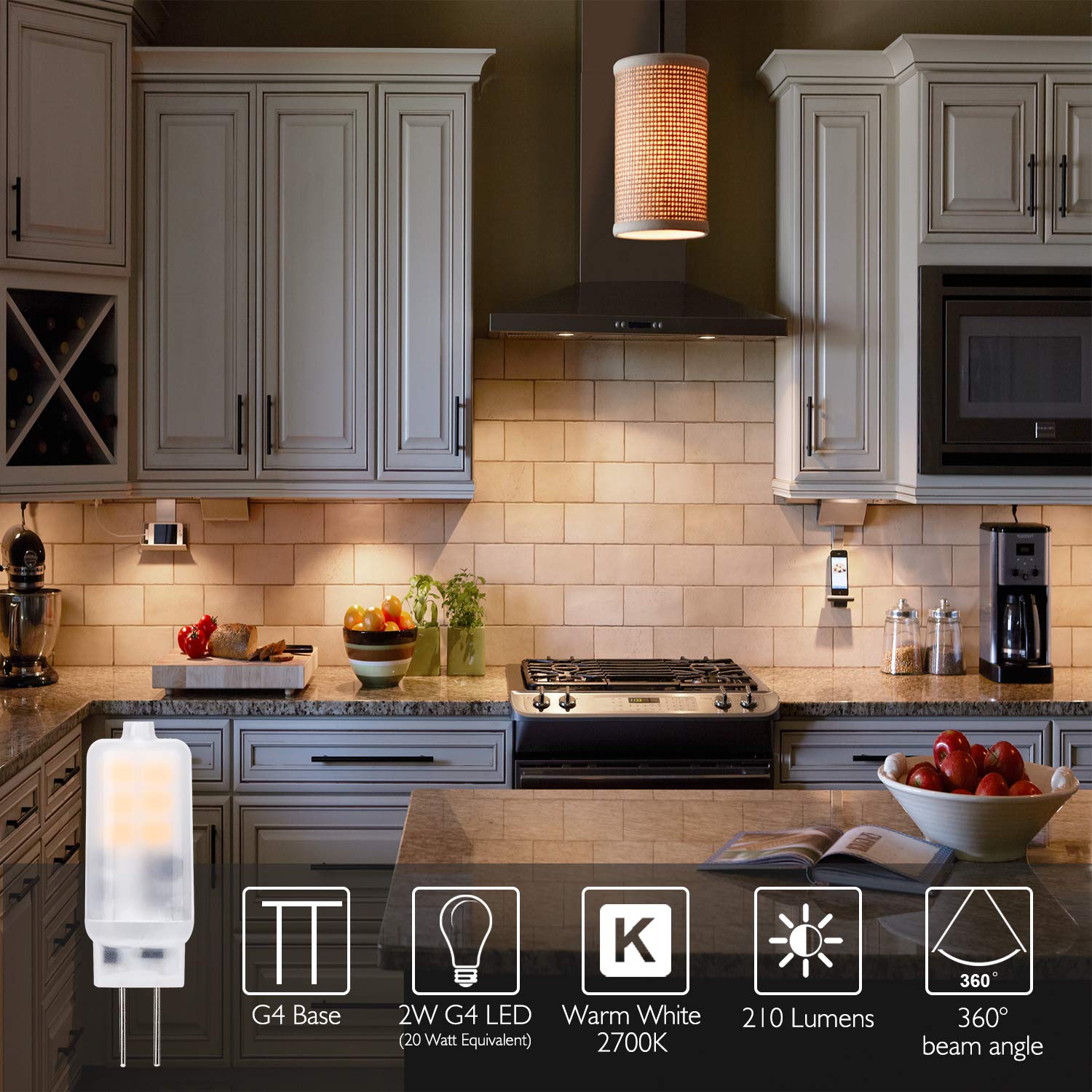 Yuiip G4 Led Bulb 2W Warm White 2700K Bi-Pin Base, 10 Pack, Non-D