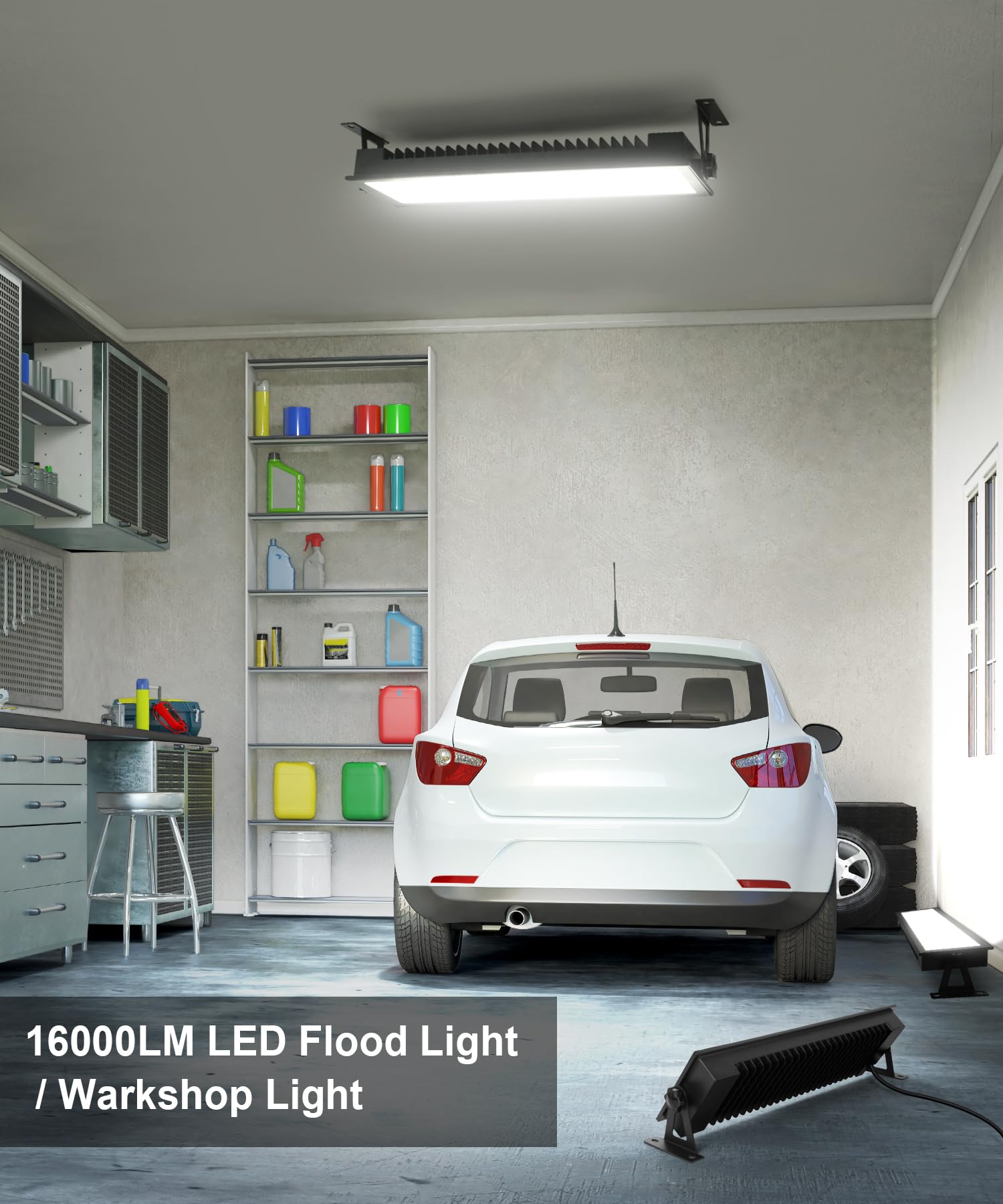 120W Led Shop Light For Garage 1000W Equiv, 16000Lm Very Bright Led Work Light, Ip66 Waterproof Outdoor Flood Light With Plug, 5