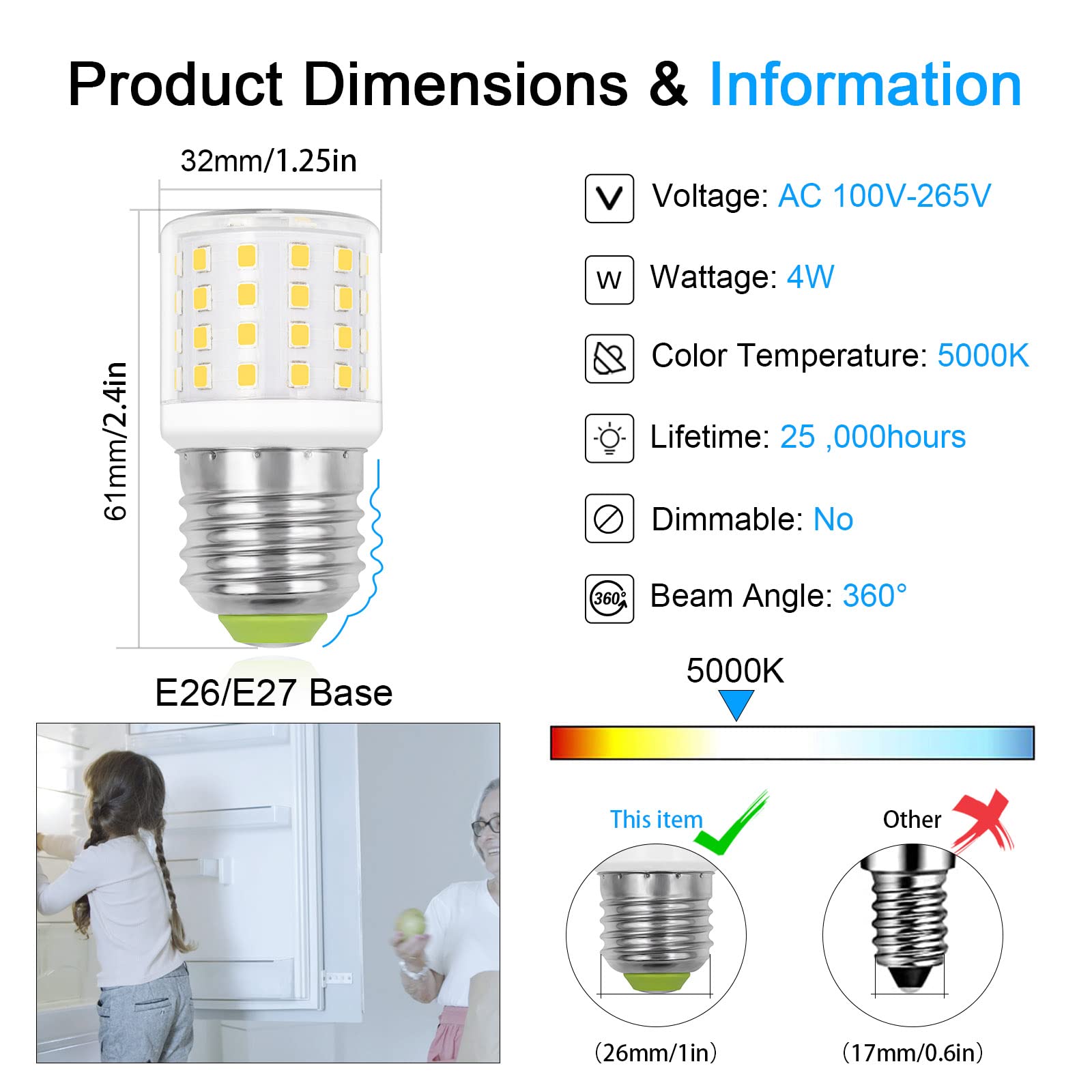 Zhenming For Frigidaire Light Bulb Kei D34L Refrigerator Bulb 5304511738 Kel 3418L Ac 100-265V 3.5W Led Refrigerator Light Bulbs