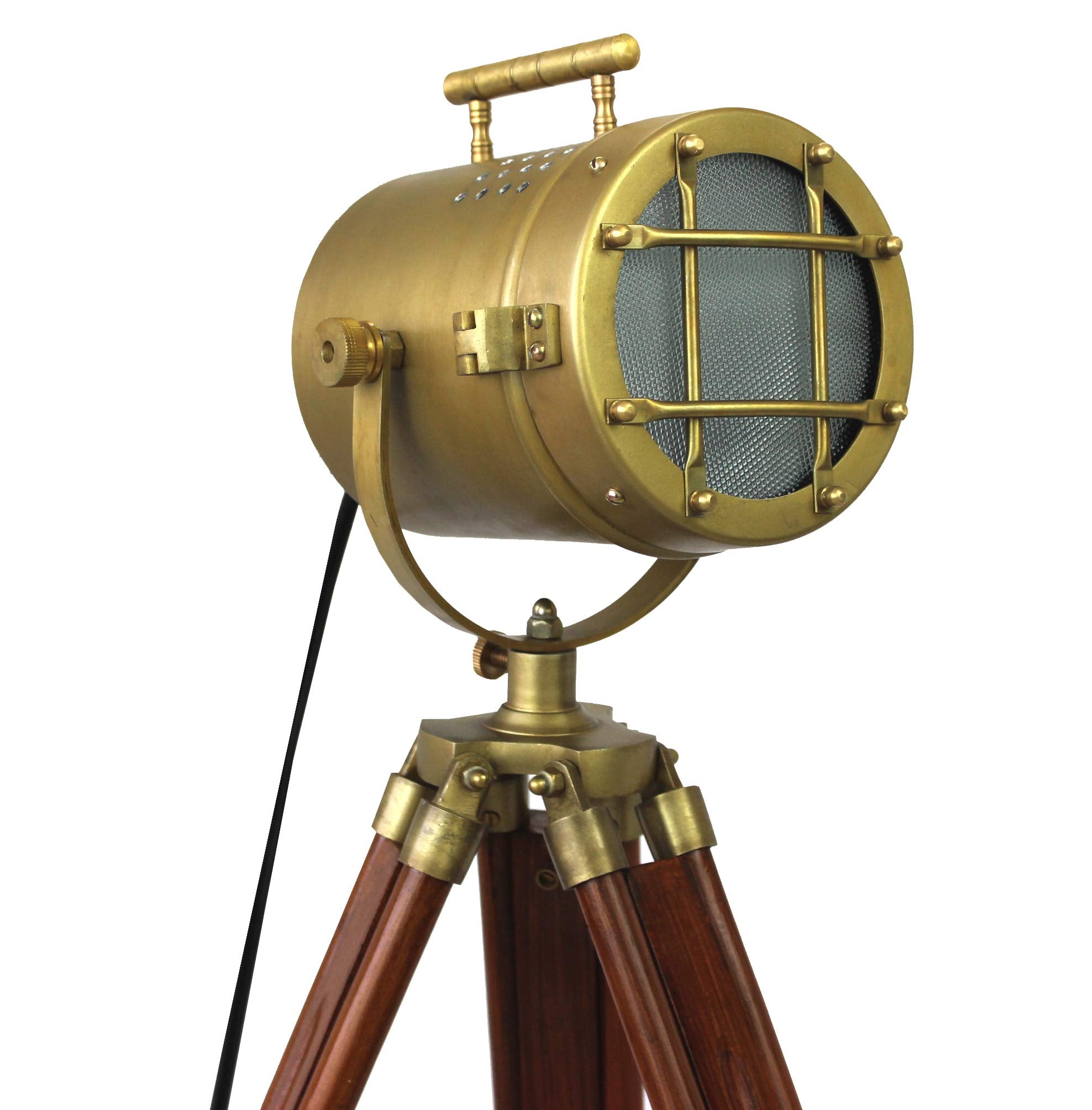 collectiblesBuy Vintage Model Searchlight Wood Antique Tripod Style Lamps LED Spotlights Desktop Home & Office Decor