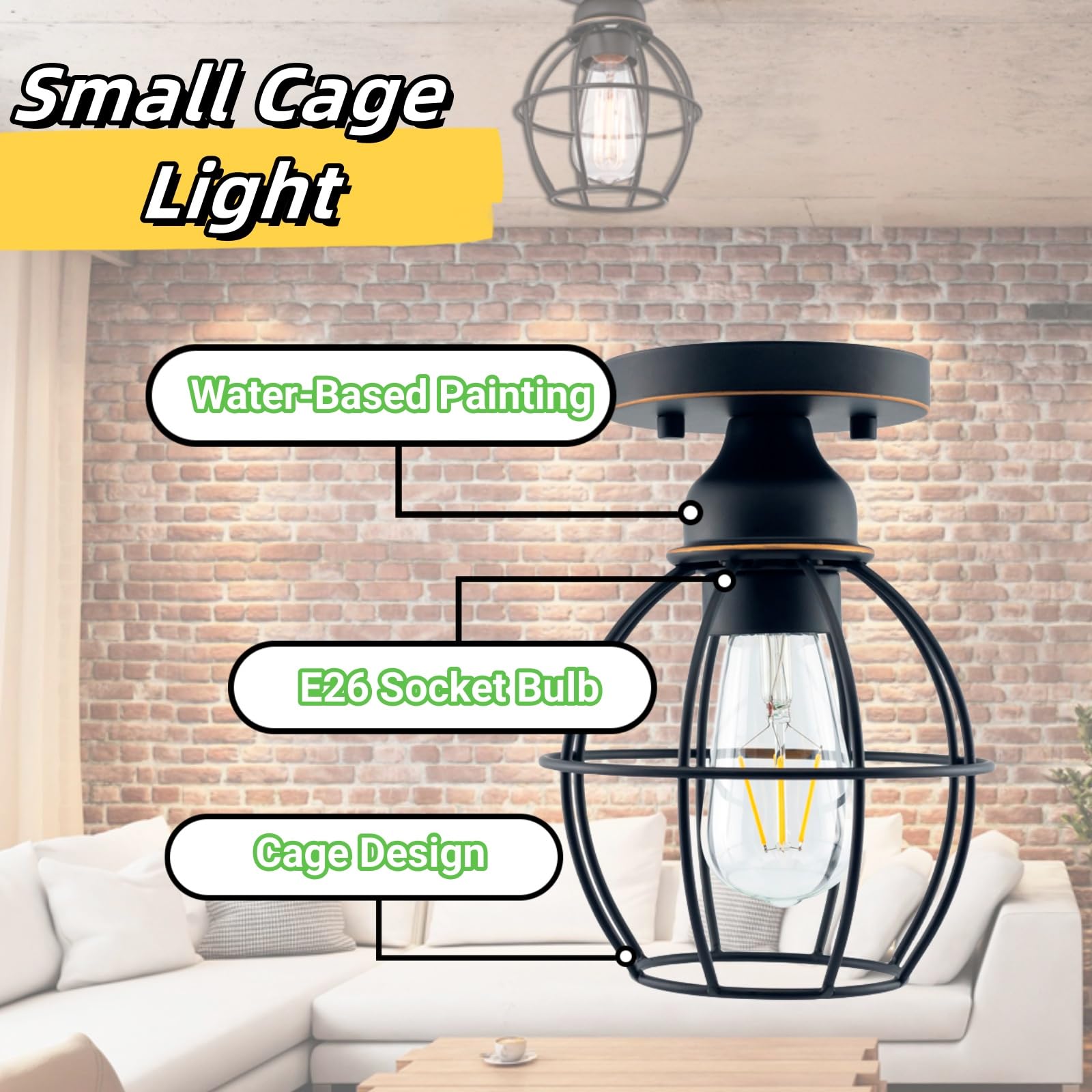 Wisbeam Semi Flush Mount Ceiling Light, E26, Metal, Etl Rated, 1-Pack Bronze, Model Ws-Cl018, Max 60W, Bulbs Not Included