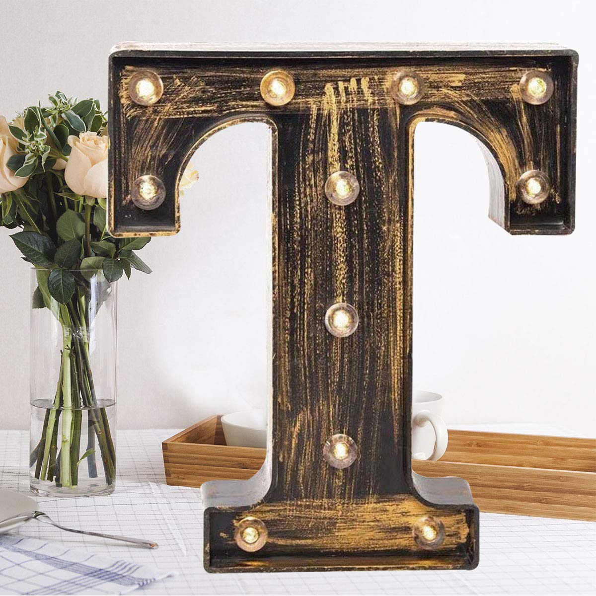 Oycbuzo Golden Black Led Marquee Letter Sign - Vintage Decor For Cafe, Wedding, Party, Home