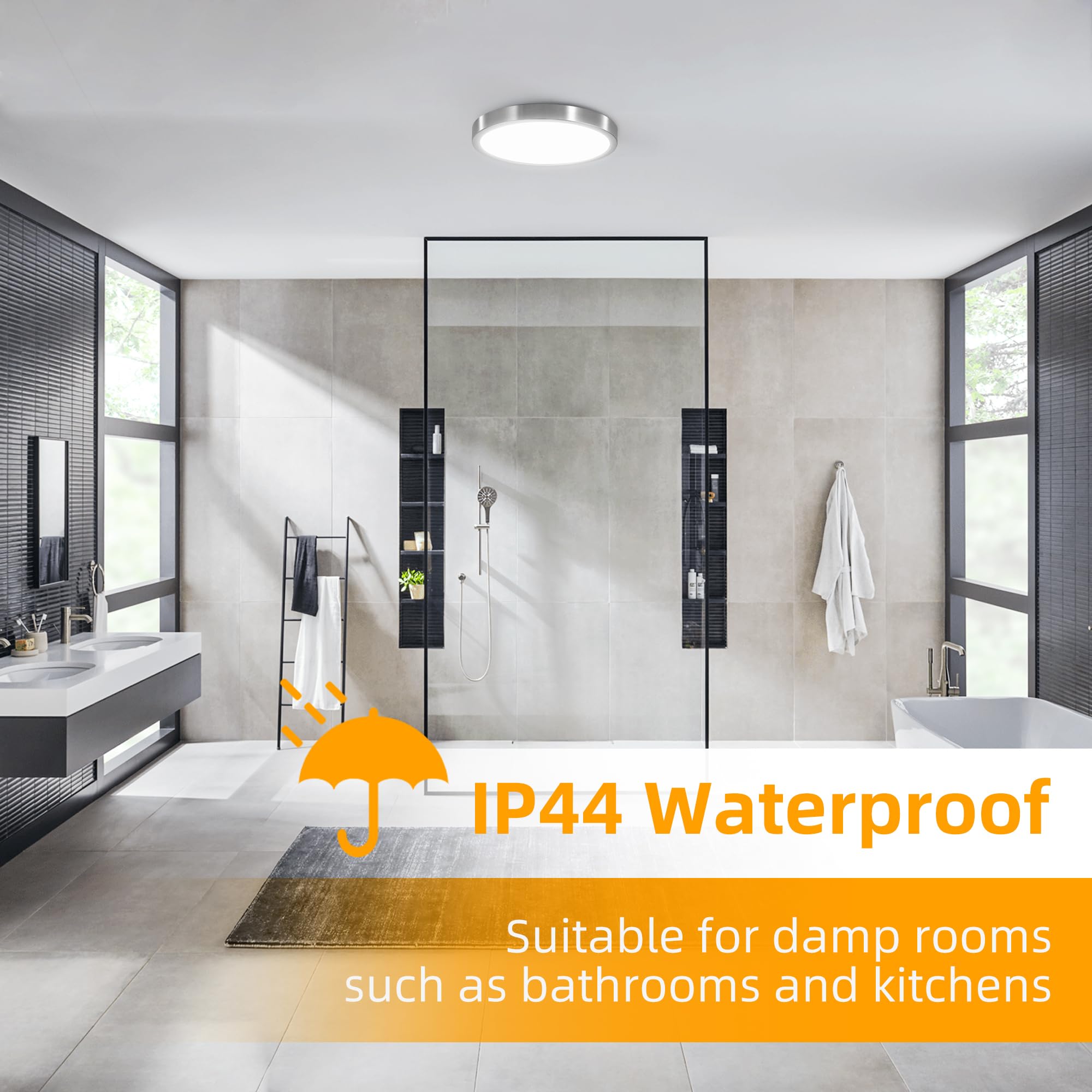 Hlite 12 Inch Flush Mount LED Ceiling Light Fixture, 24W 2400LM, 3CCT Selectable, Brush Nickel, Model CLB-1720