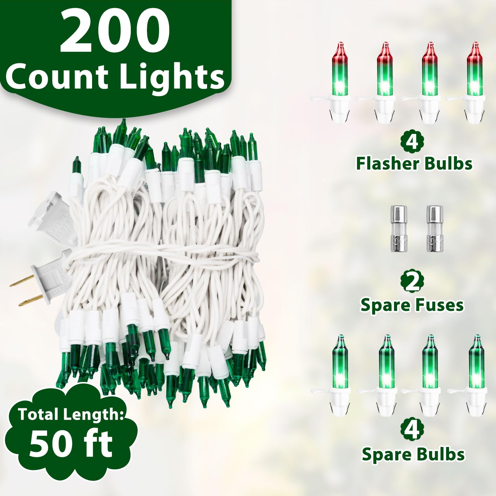 Cxlho St. Patrick'S Day Mini String Lights Green Christmas Lights, 50Ft 200 Incandescent Bulbs Green Lights With White Wire For