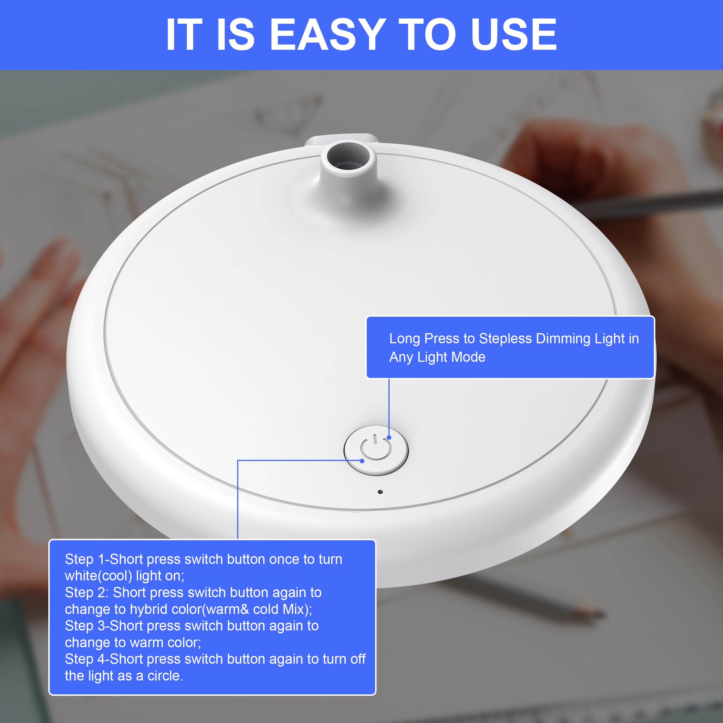 Rorense Led Desk Lamp For Home Office,3 Light Colors,Flexible Gooseneck Table Lamp,Dimmable Reading Light For Bedside Small Desk