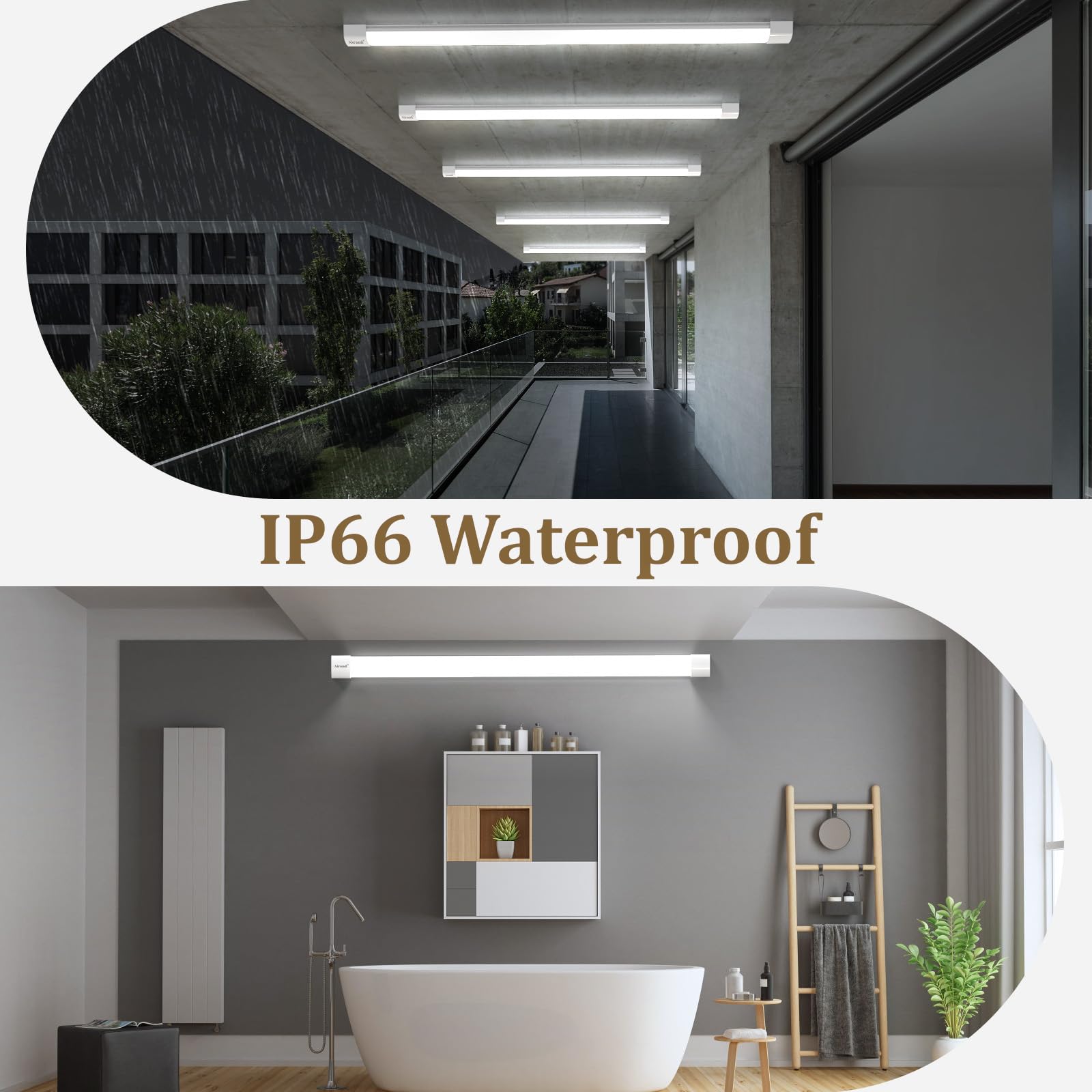 Airand Linkable Led Garage Light 5Ft Shop Lighting Fixture With Plug In Cord, Led Closet Lights 5000K Under Cabinet Lighting Tub