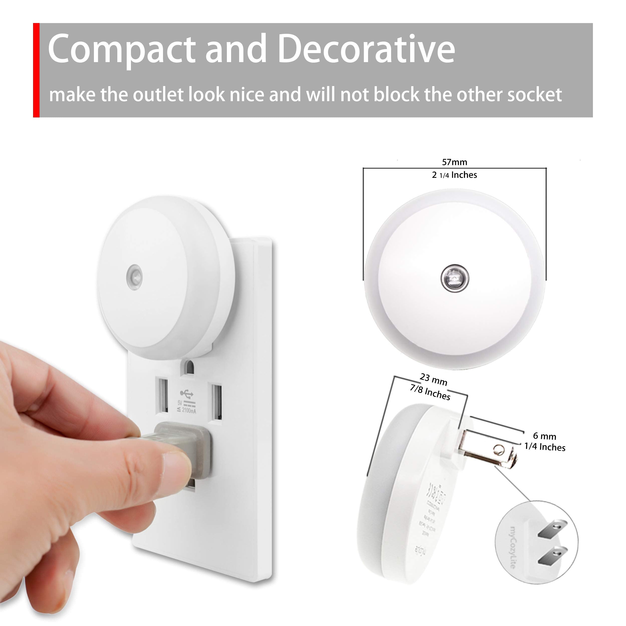 Led Night Light Plug In, Dusk To Dawn Sensor, Auto Dim, Energy Saving, Cool White, Nightlight Plug Into Wall For Bathroom, Hallw