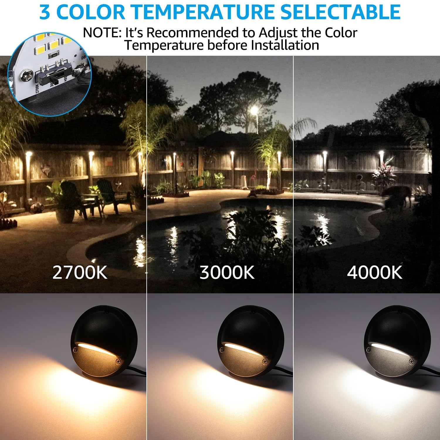 LEONLITE LED Low Voltage Deck Lights, 180LM, Die-cast Aluminum, 4.09 Inch, Black, Model 55219, 12-36V AC/DC,