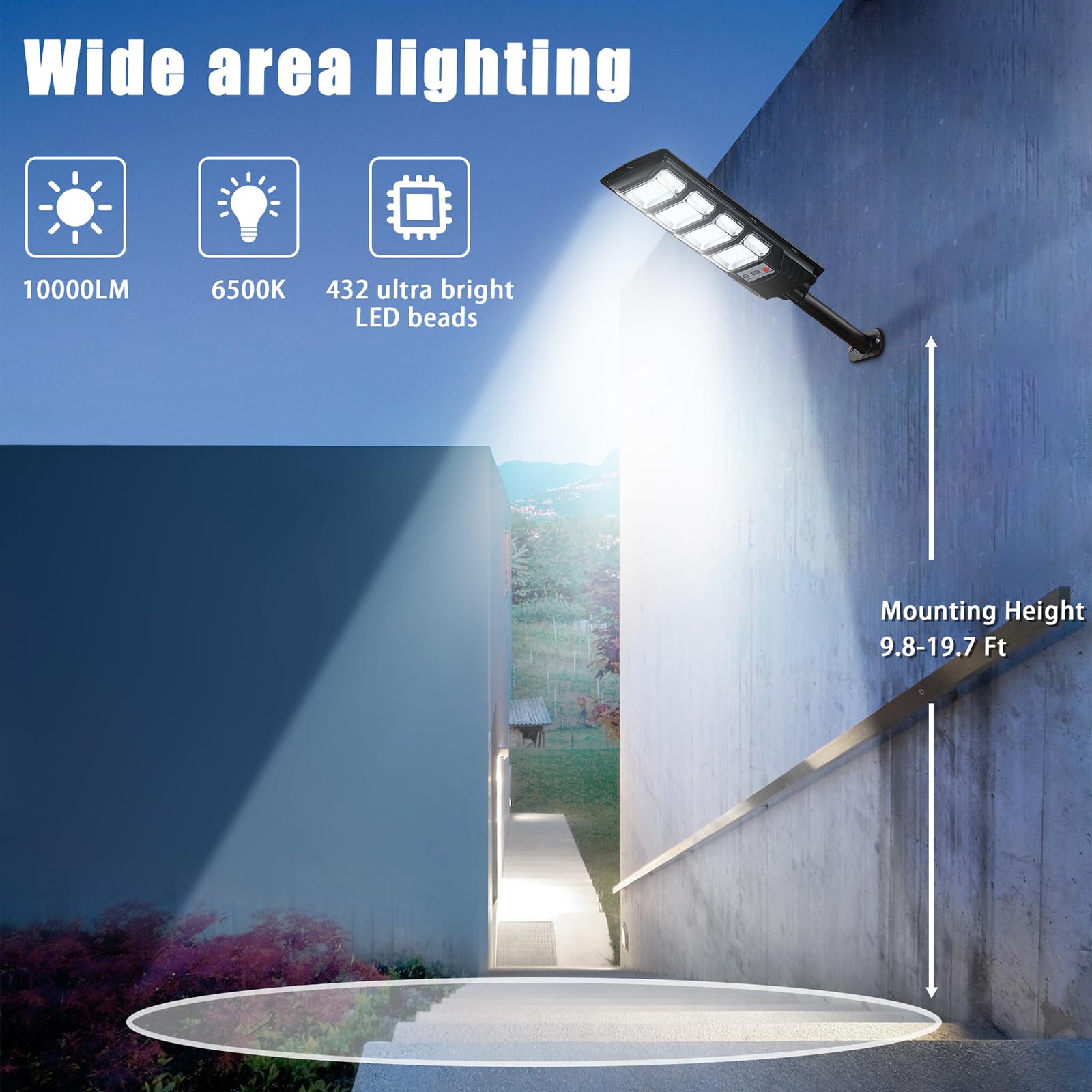 4 Pack Solar Street Lights Outdoor Waterproof 10000Lm 6500K, Solar Light Outdoor Dusk To Dawn With Wide Angle Motion Sensor And
