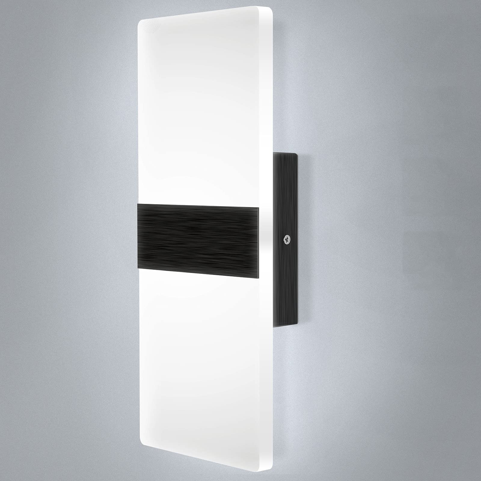 Lightess Modern Wall Sconce 12W Dimmable Acrylic Indoor Lamp Black 9930075-BJ