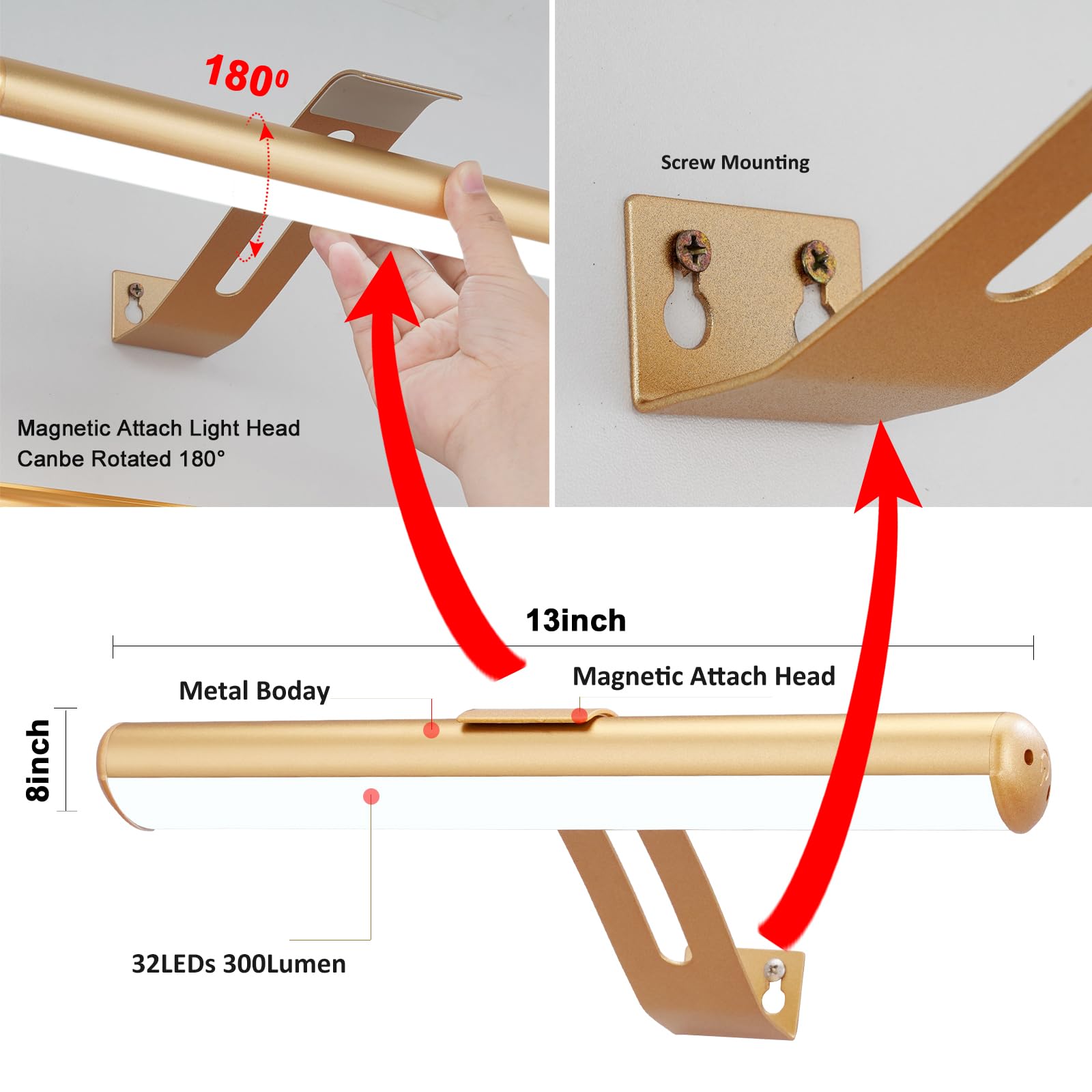 Zocalok Rechargeable Picture Light, Cordless Picture Light For Paintings With 2 Remotes, Metal Picture Frame Light With 16 Leds