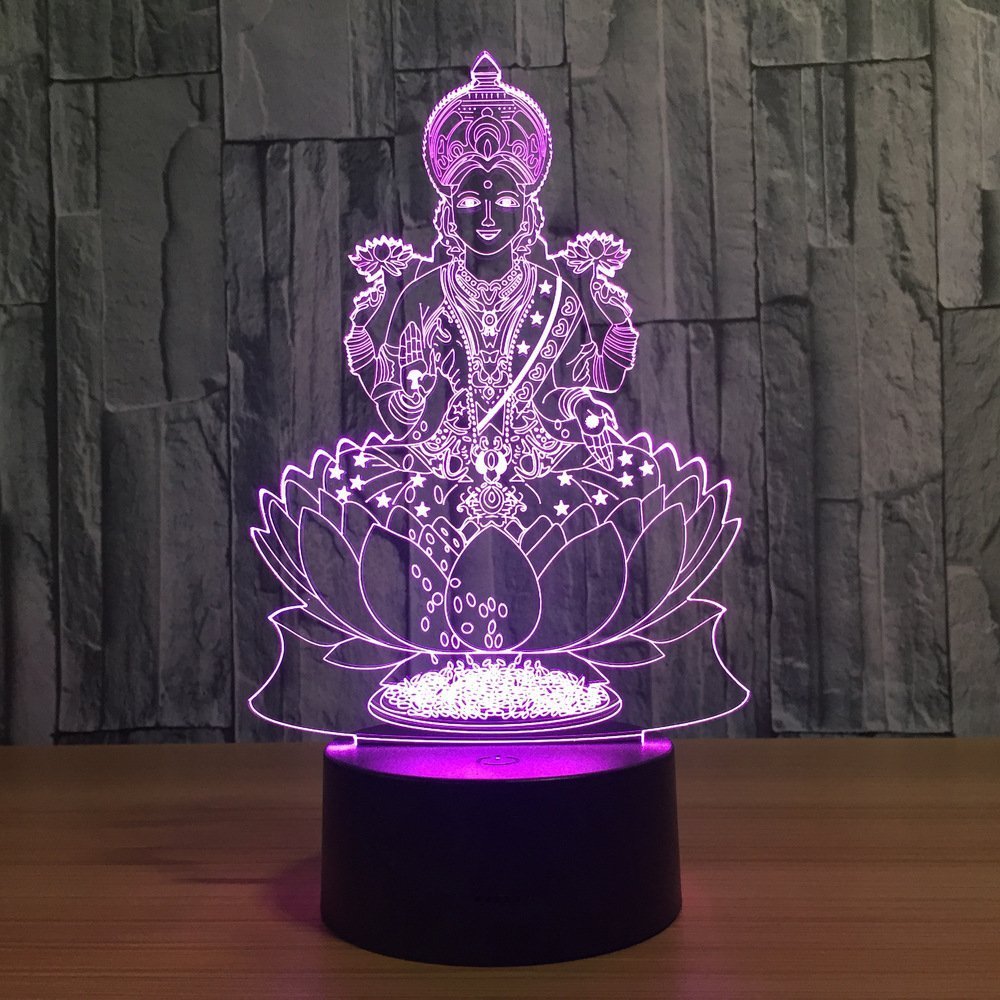 YTDZLTD 3D Buddha Statue Night Light with 16 Colors, USB Power, Remote Control, Touch Switch, Clear, Model 665752141793