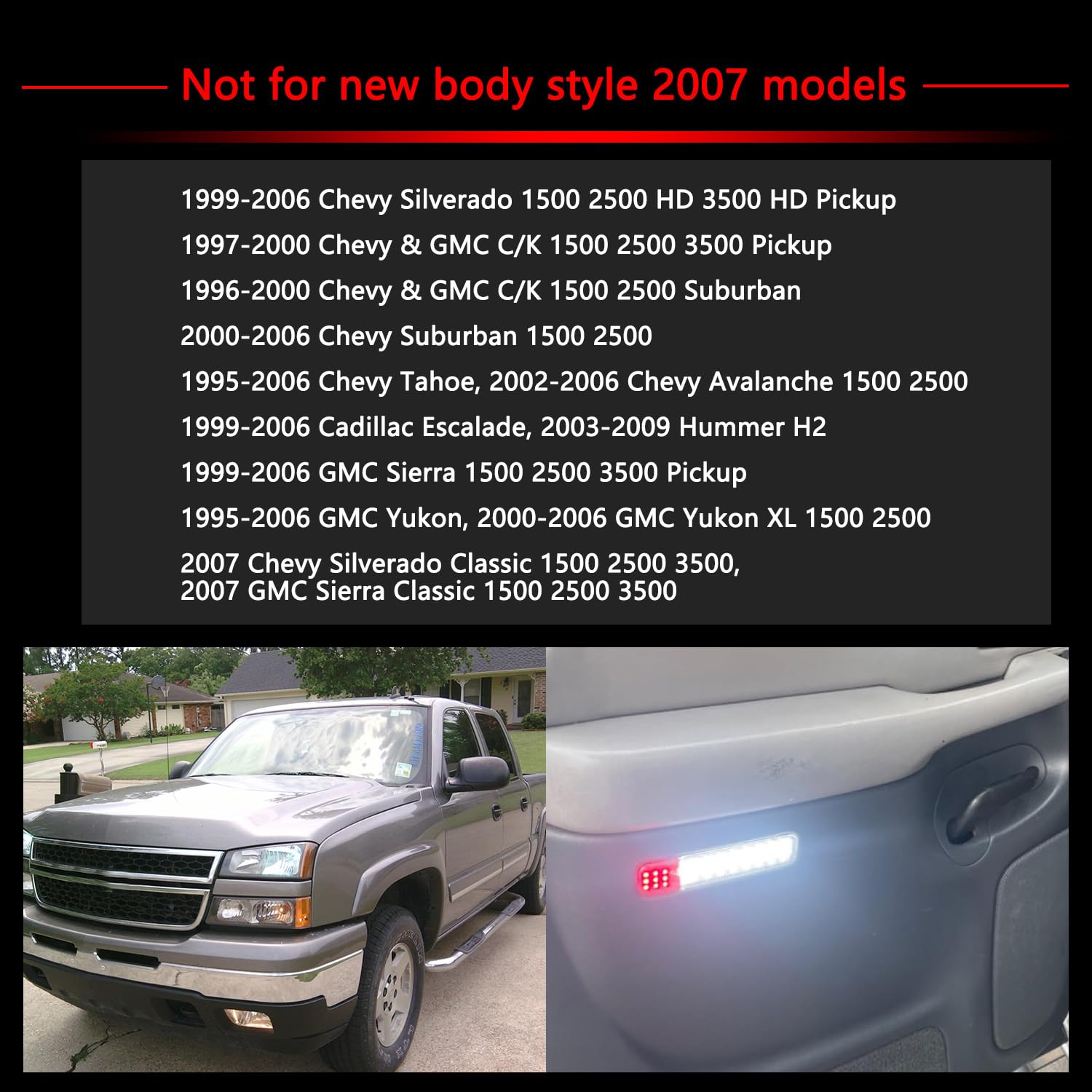 Hneekyr Led Interior Door Courtesy Light Compatible With 1999-2006 Silverado Sierra 1995-1999 C/K 1500 2500 3500 Suburban Tahoe Avalanche 1999-2006 Yukon Escalade Warning Light 4Pcs