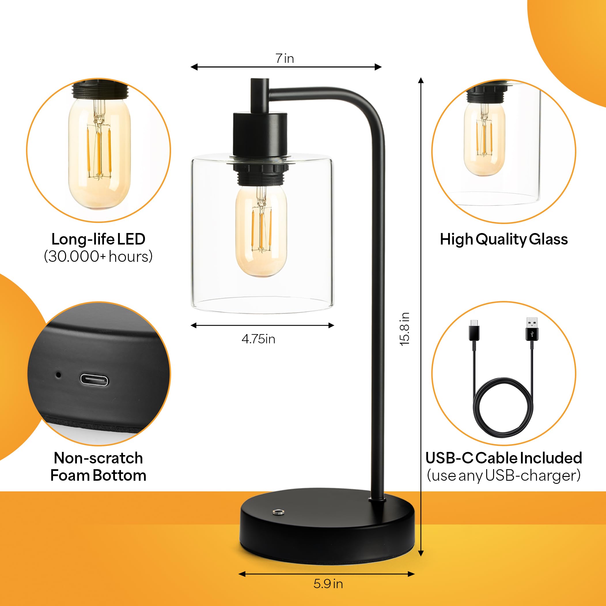 Luxxio Cordless Table Lamp - Rechargeable - Up To 40+ Hours, 3 Adjustable Led Brightness Settings, Non-Scratch Bottom, Warm Whit