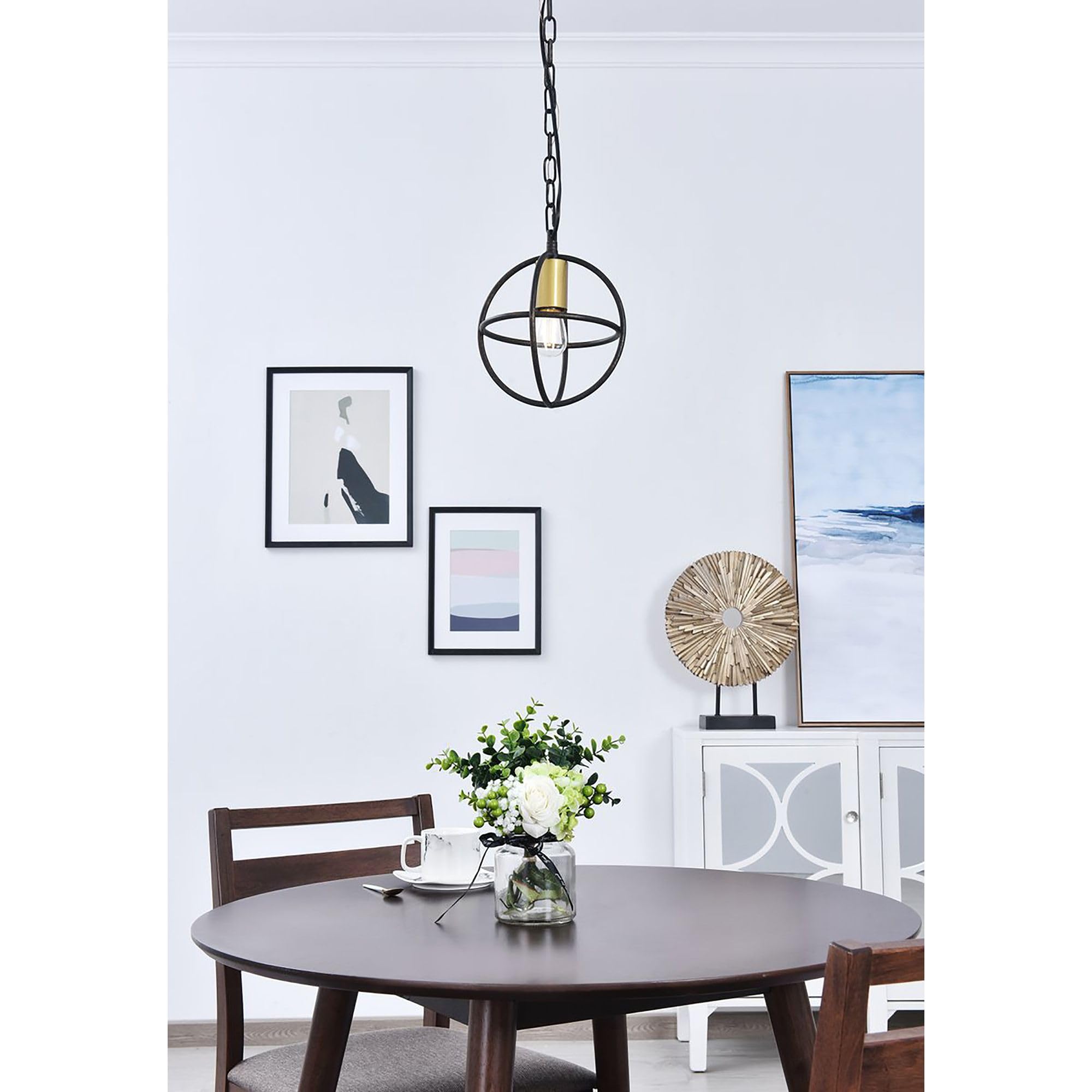 Living District Indoor Modern Home Decorative Bright Ceiling Octavia 1 Light Brass and Dark Brown Pendant